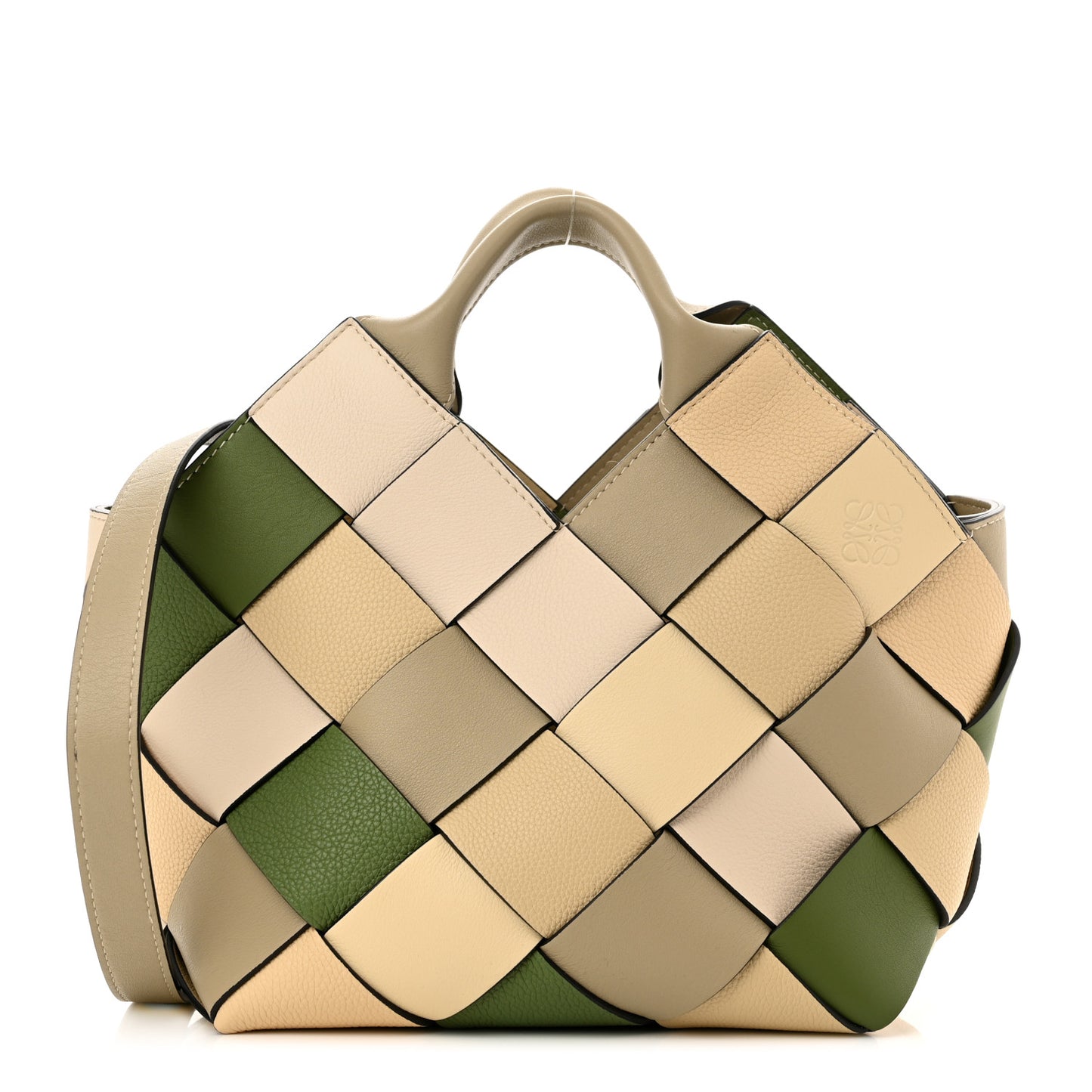 Calfskin Woven Small The Surplus Collection Basket Bag Avocado Ivory