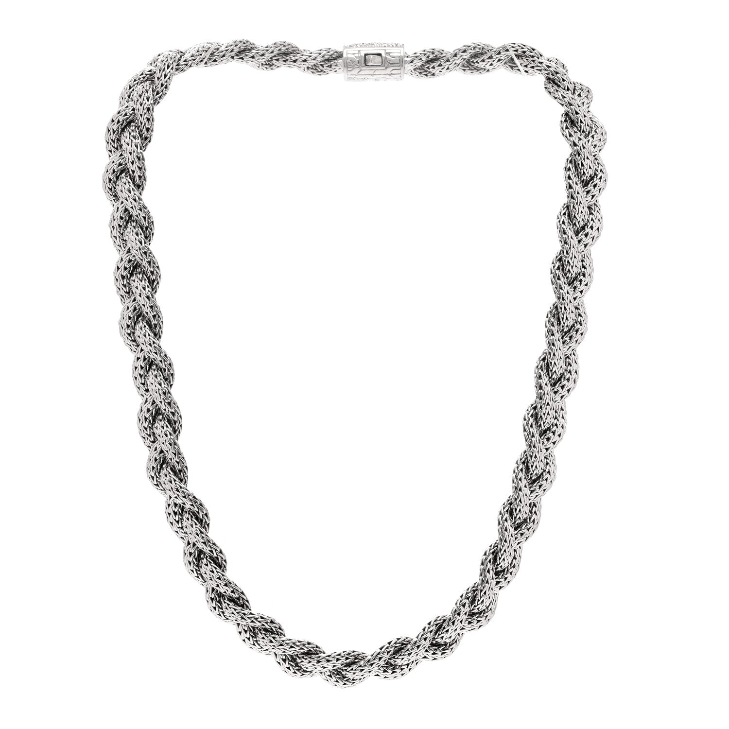 John Hardy Sterling Silver Diamond 16mm Braided Chain Necklace 3 of 5