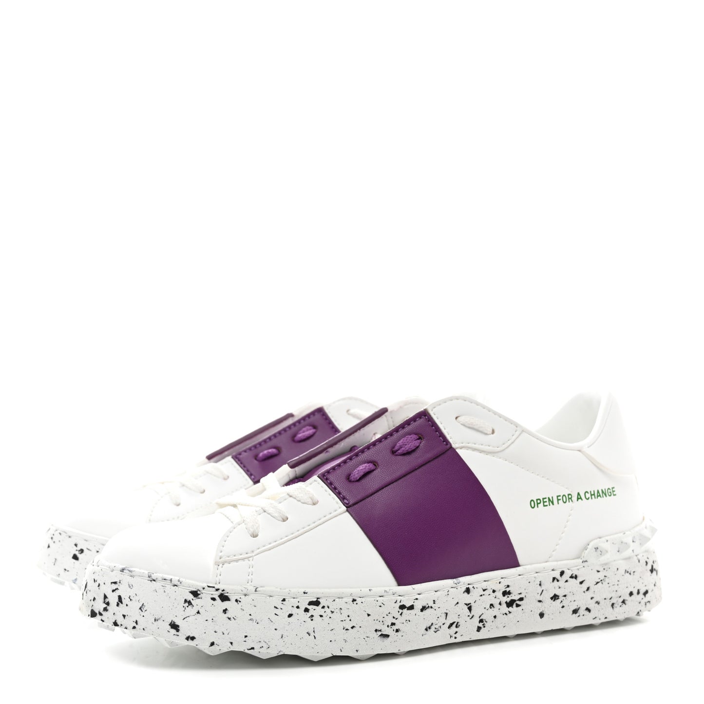 Vegan Leather Womens Rockstud Open for a Change Sneakers 39 White Sunset Purple