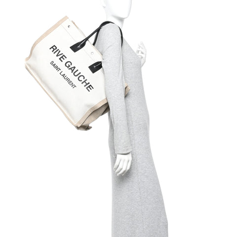 Linen Calfskin Rive Gauche Tote Optic White