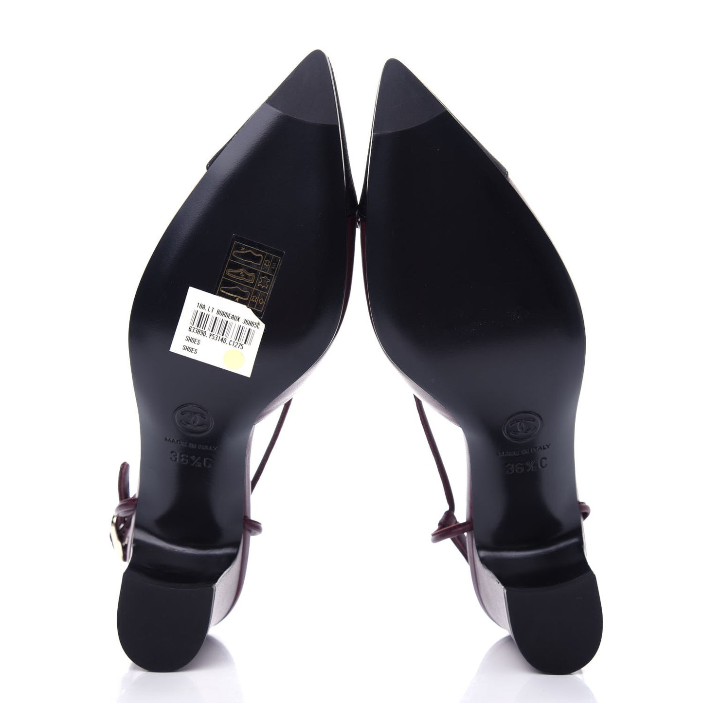 Lambskin Satin Slingback Cap Toe Bow Pumps 36.5 Burgundy Black