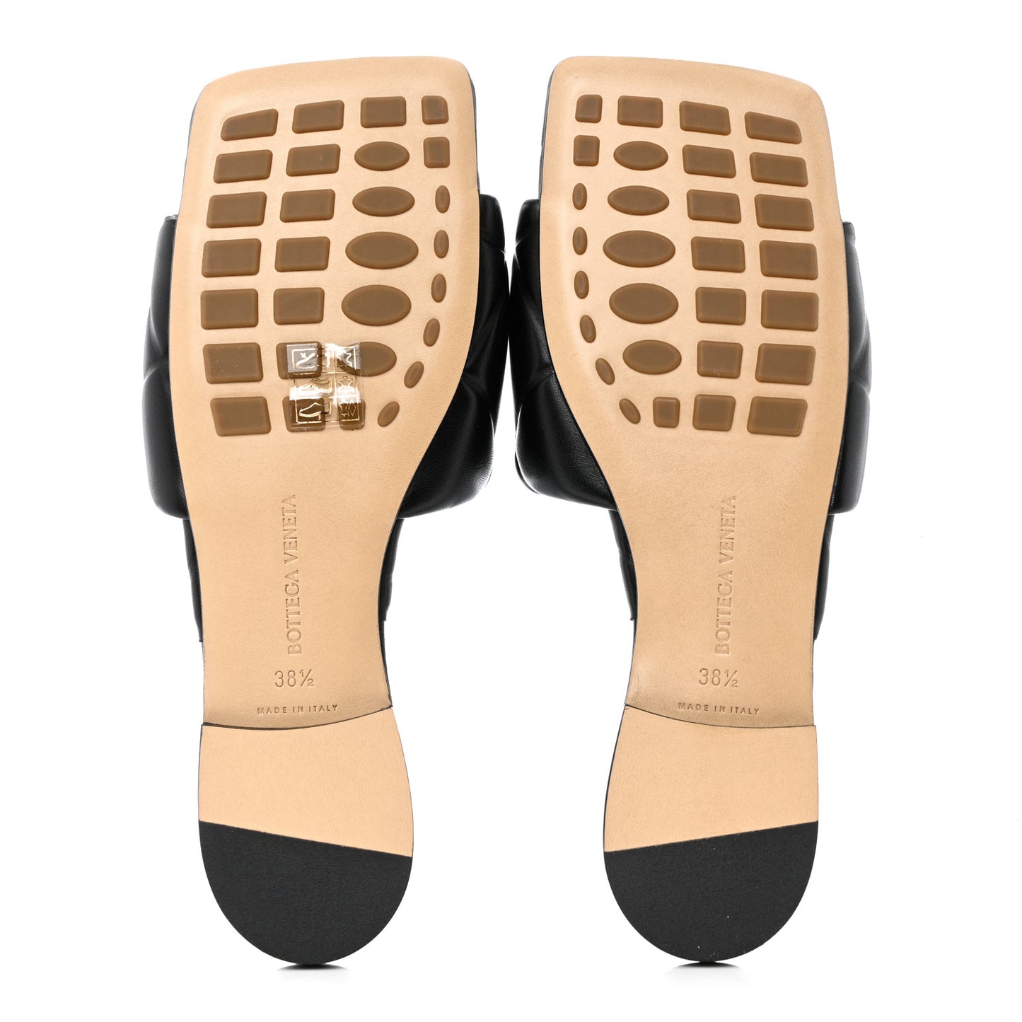 Nappa Quilted Rubber Lido Flat Sandals 38.5 Black