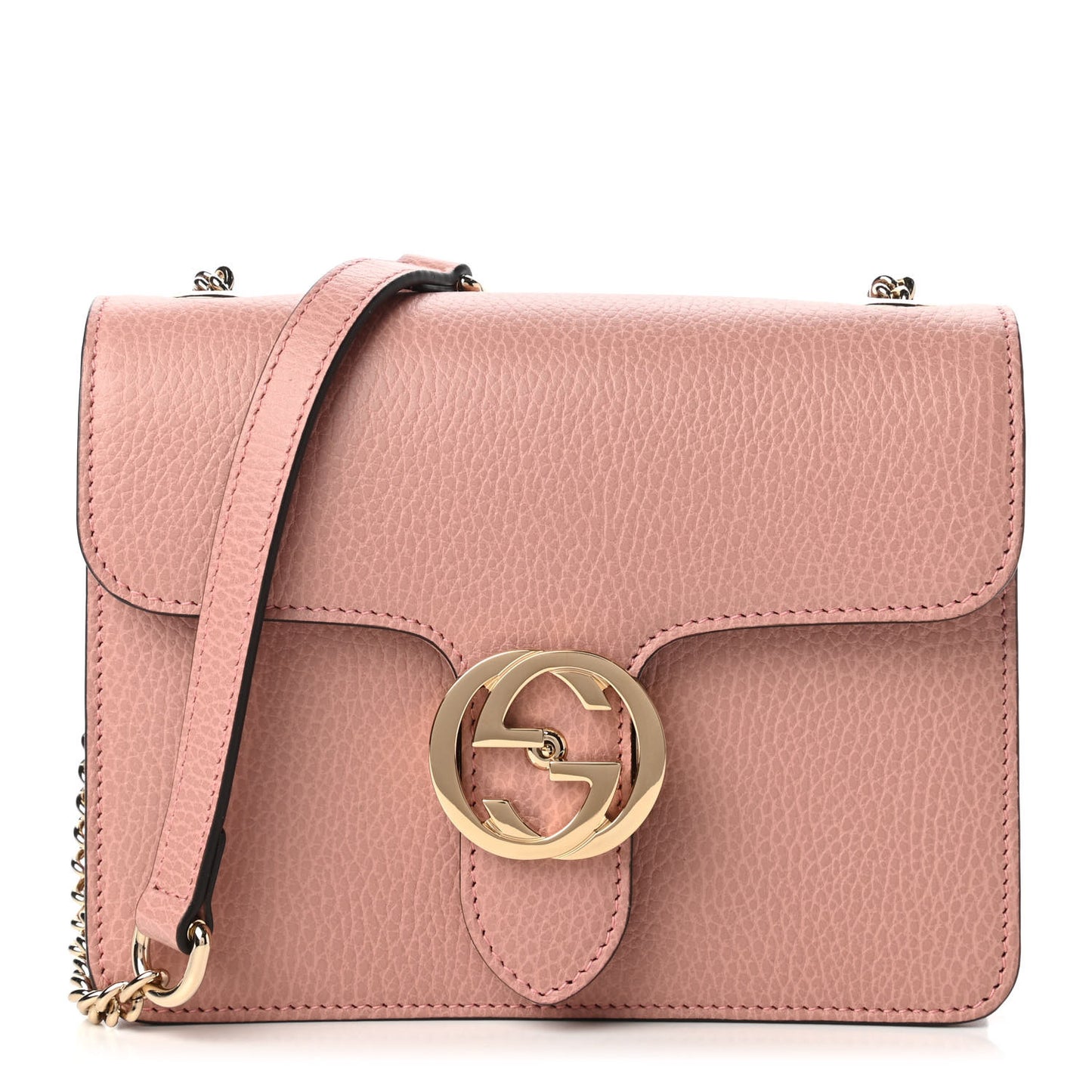 Dollar Calfskin Small Interlocking G Shoulder Bag Soft Pink