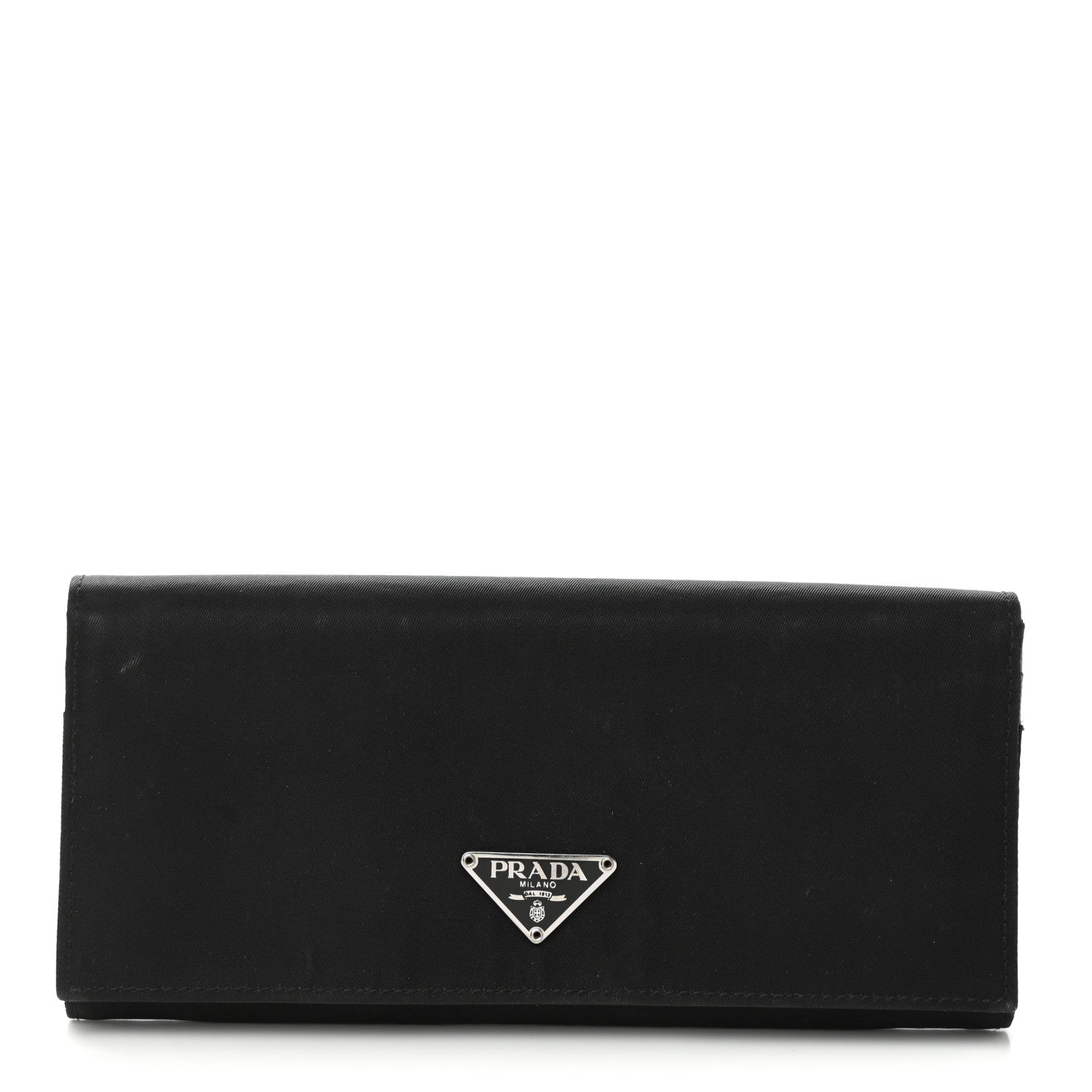 Prada Tessuto Nylon Saffiano Flap Wallet Black 1 of 8