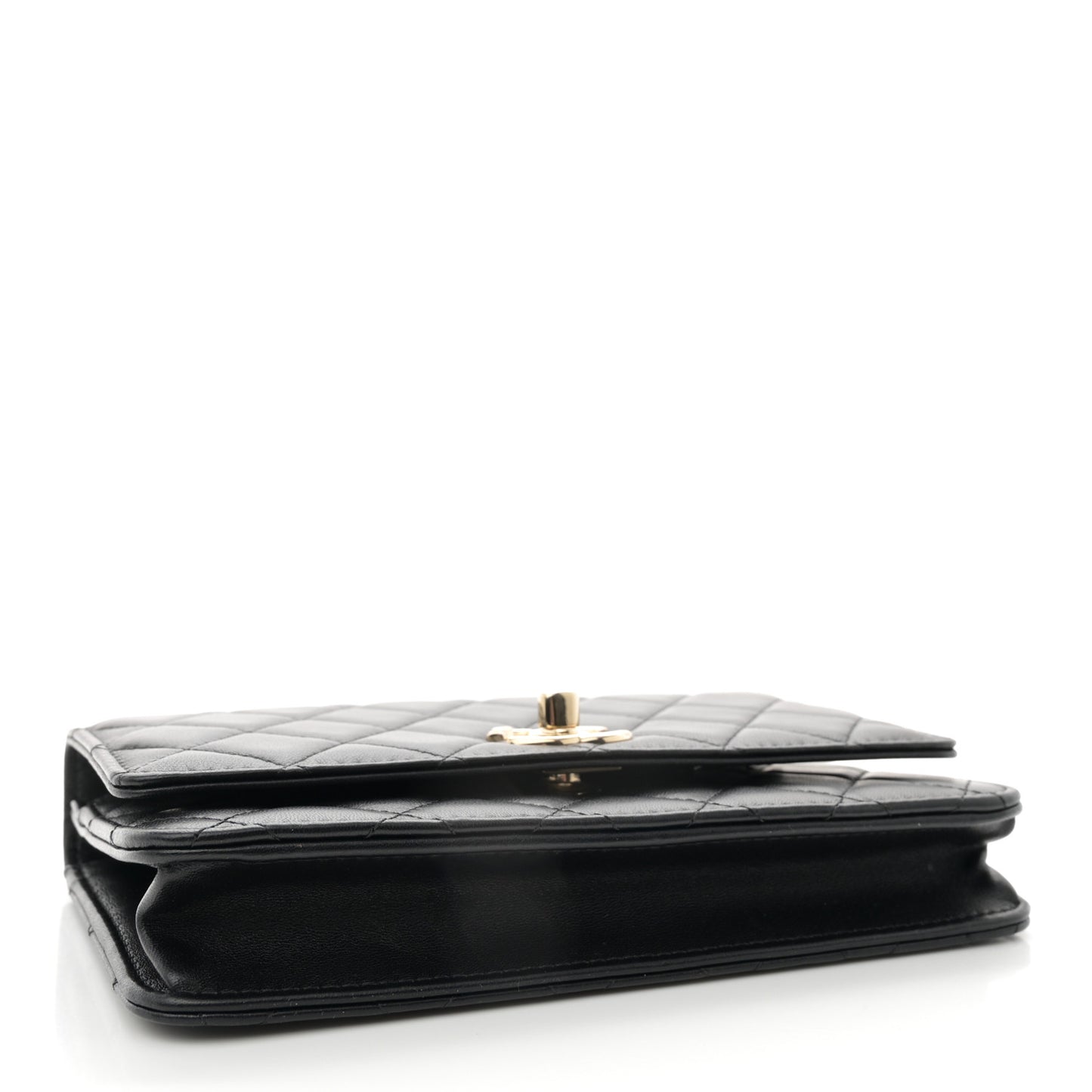 Lambskin Quilted Trendy CC Wallet On Chain WOC Black