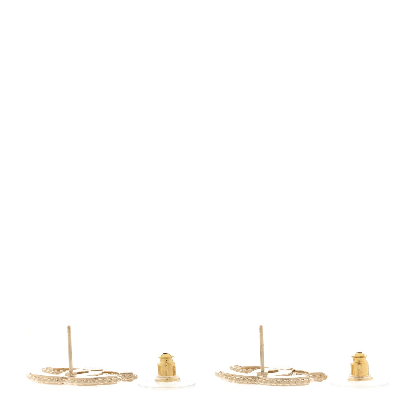 Metal Resin Rope CC Earrings Gold Light Pink