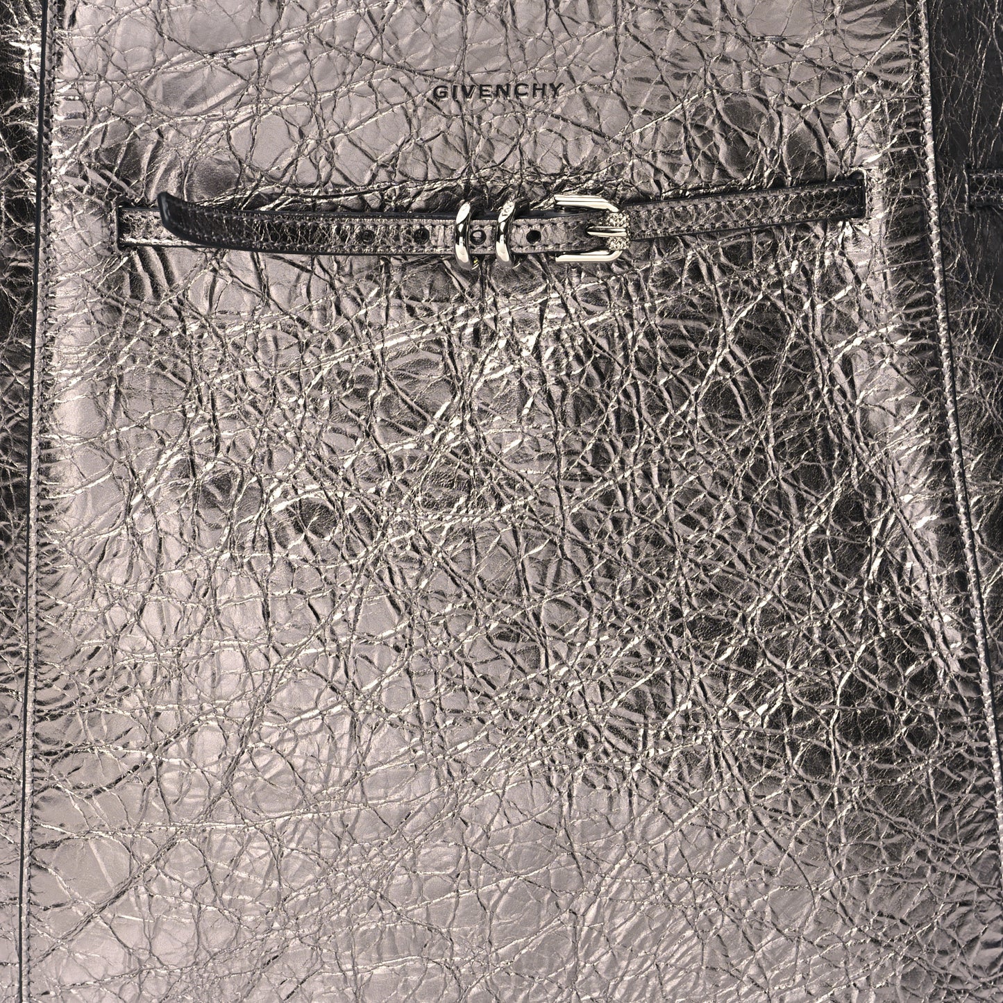 Metallic Calfskin Medium Voyou Bag Silver
