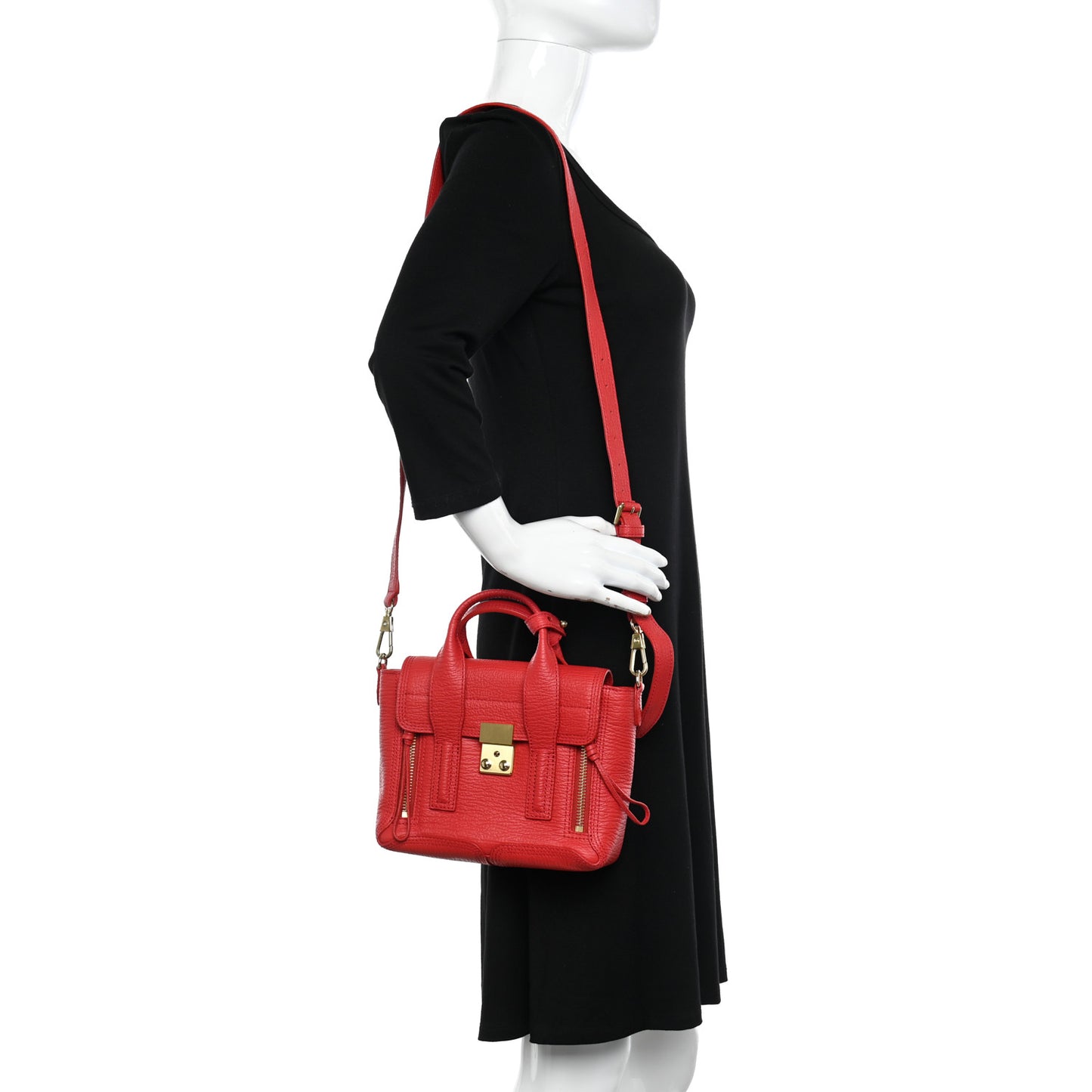 Textured Calfskin Mini Pashli Satchel Red