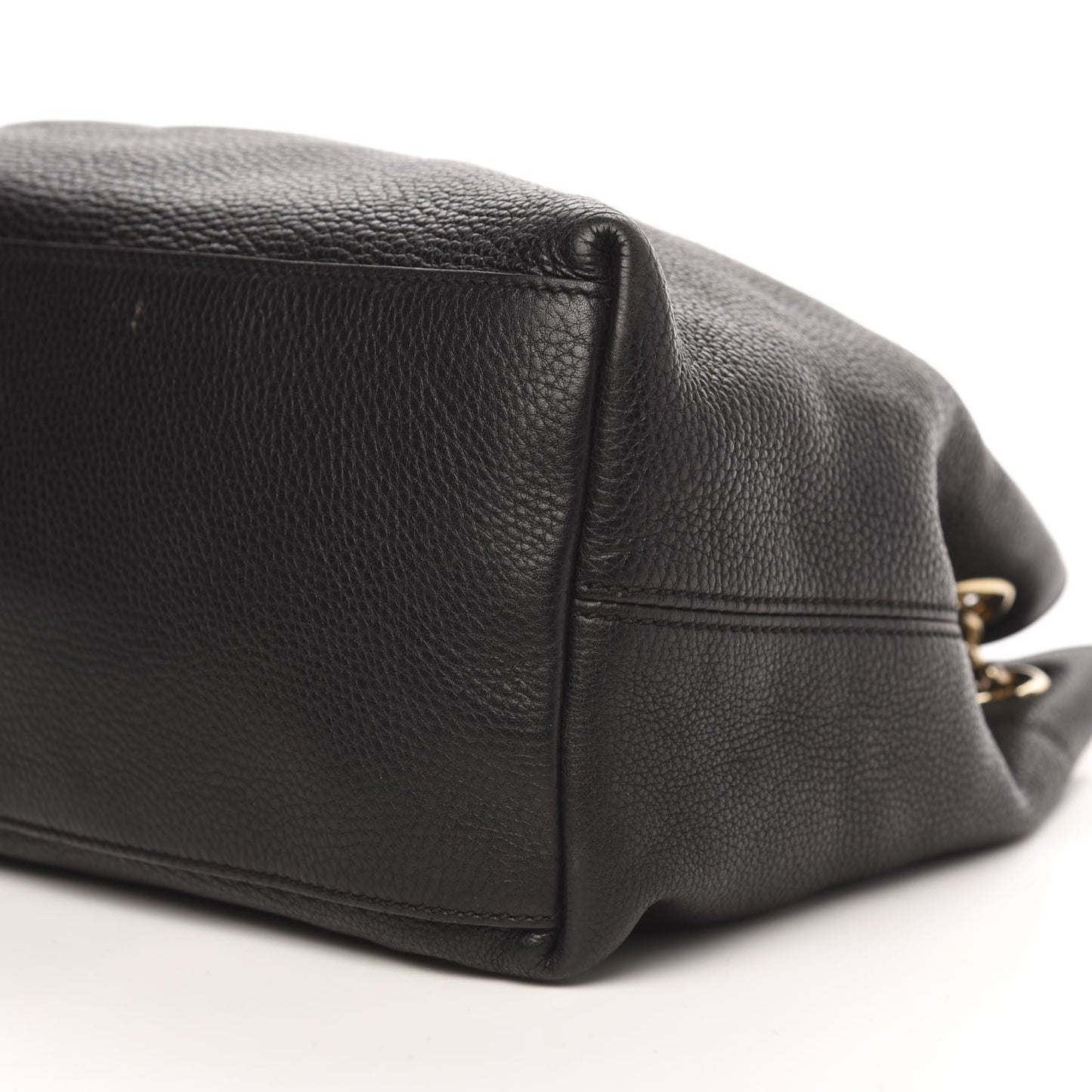 Pebbled Calfskin Medium Soho Chain Shoulder Bag Black