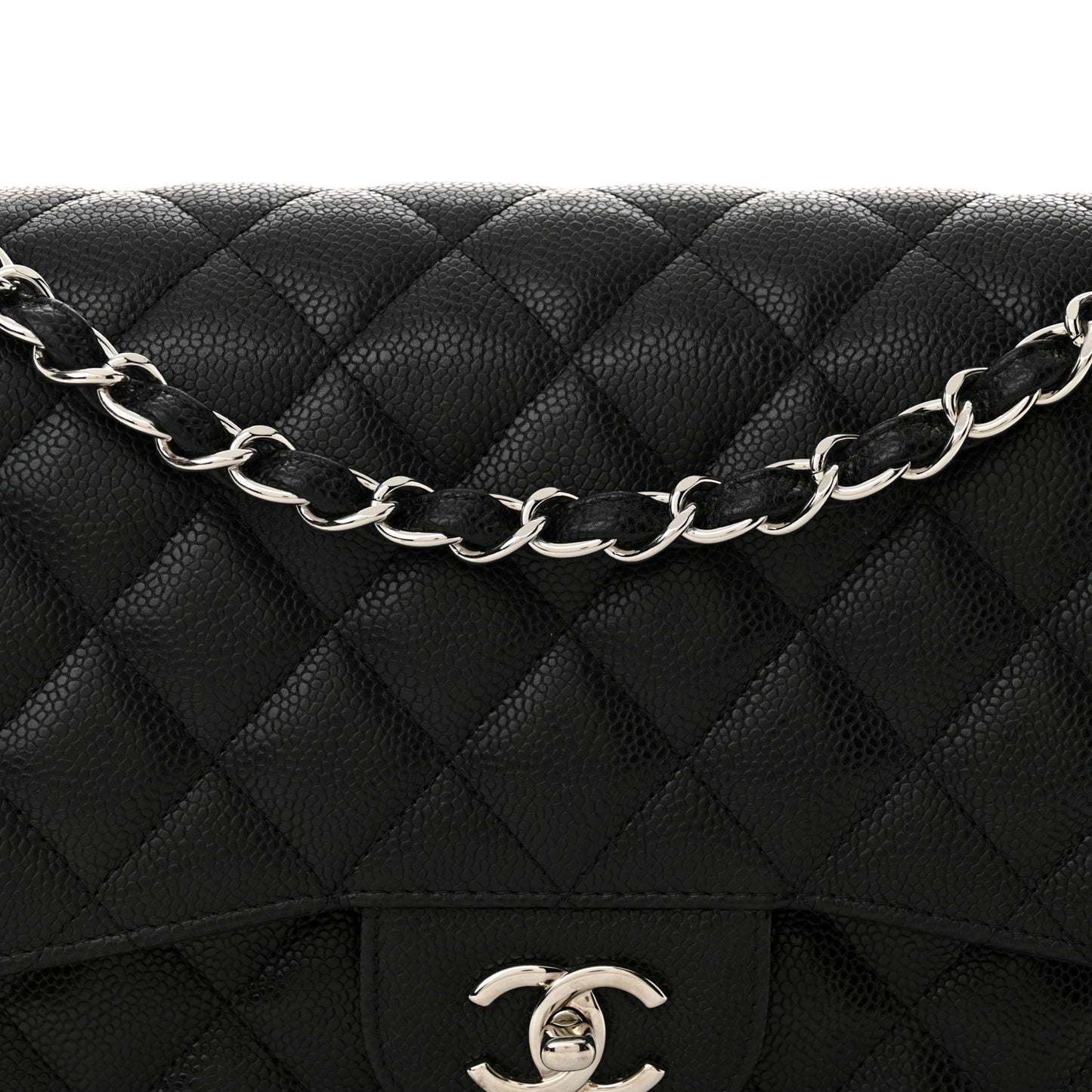 Caviar Quilted Jumbo Double Flap Black