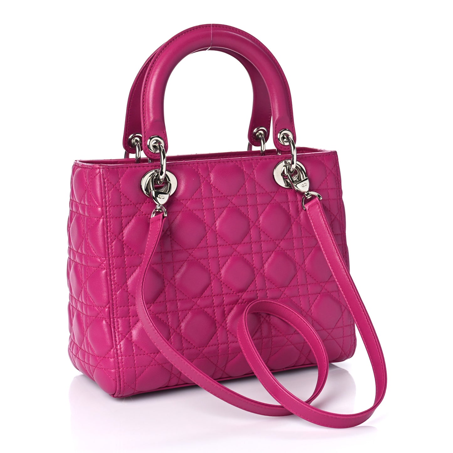 Lambskin Cannage Medium Lady Dior Fuchsia