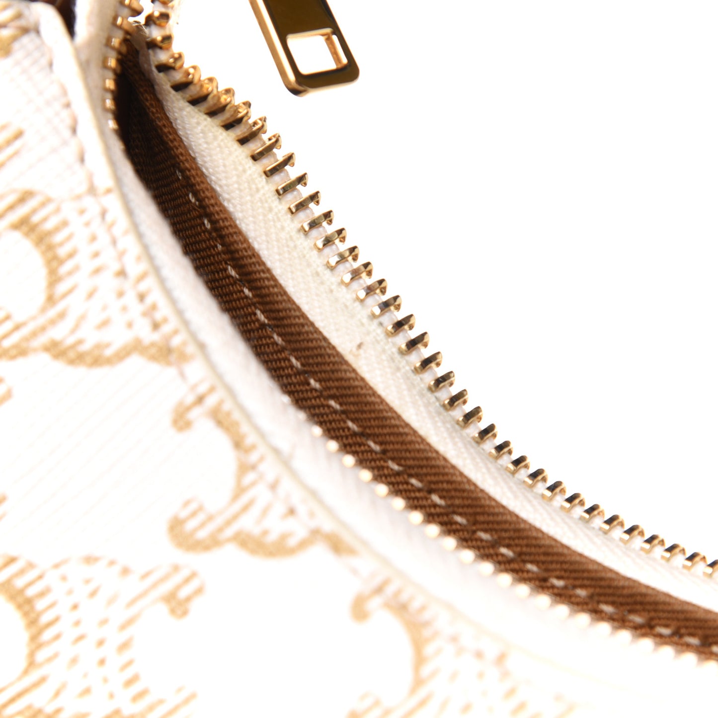 Canvas Calfskin Ava Triomphe Shoulder Bag White