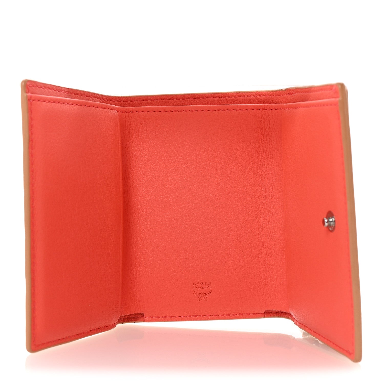 MCM Calfskin Ottomar Monogram Tri-Fold Wallet Hot Coral 5 of 6