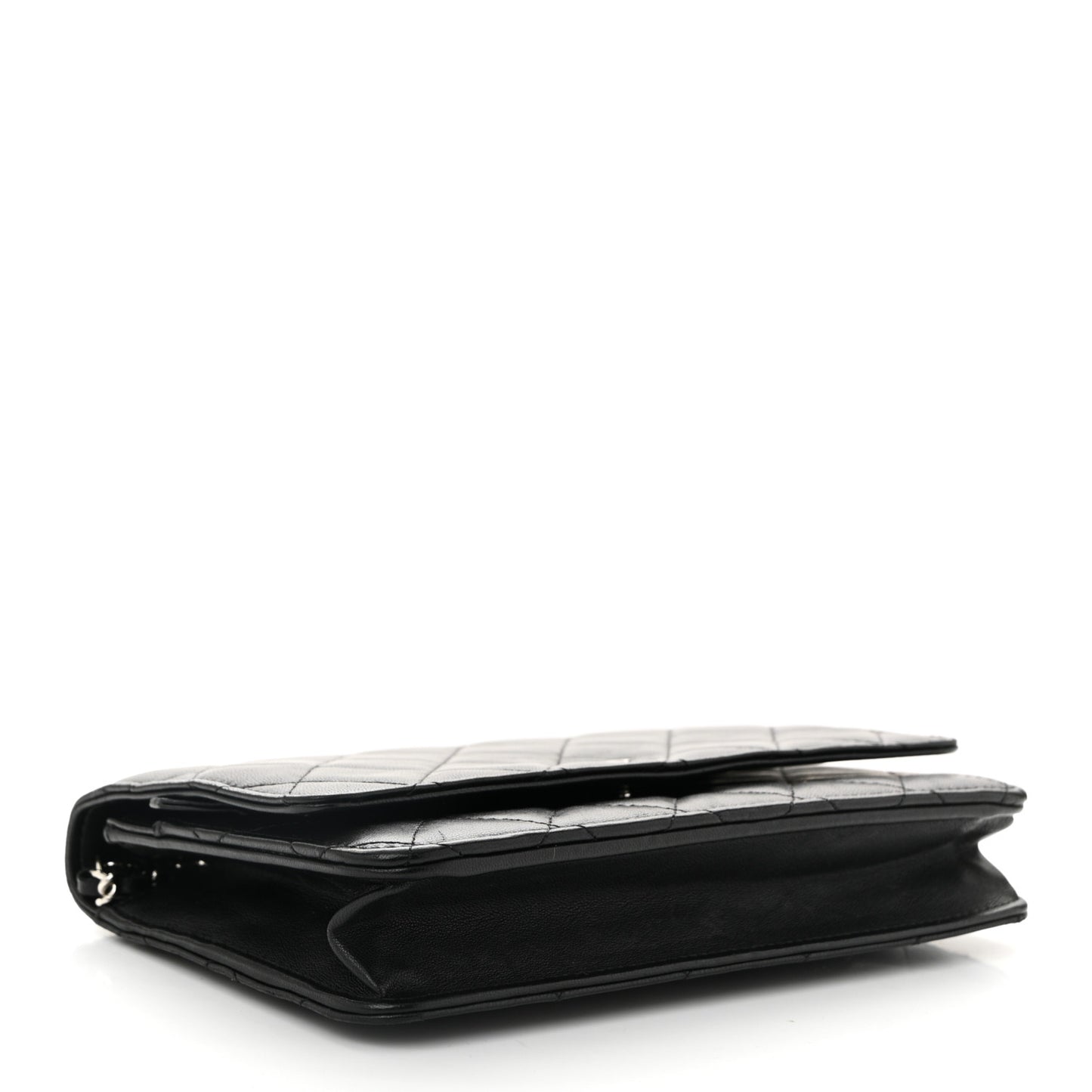 Lambskin Quilted Wallet On Chain WOC Black