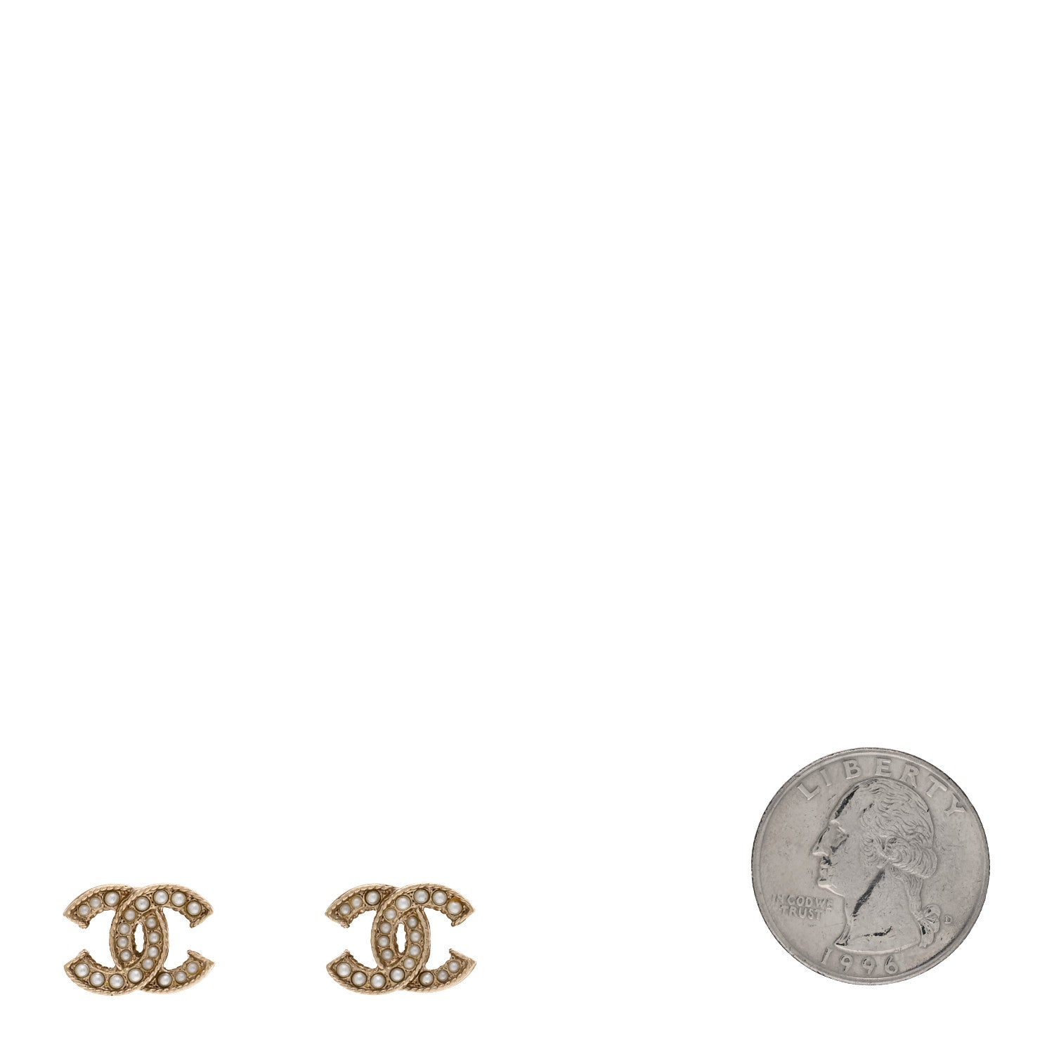 Chanel Crystal Pearl CC Earrings Gold 2 of 6