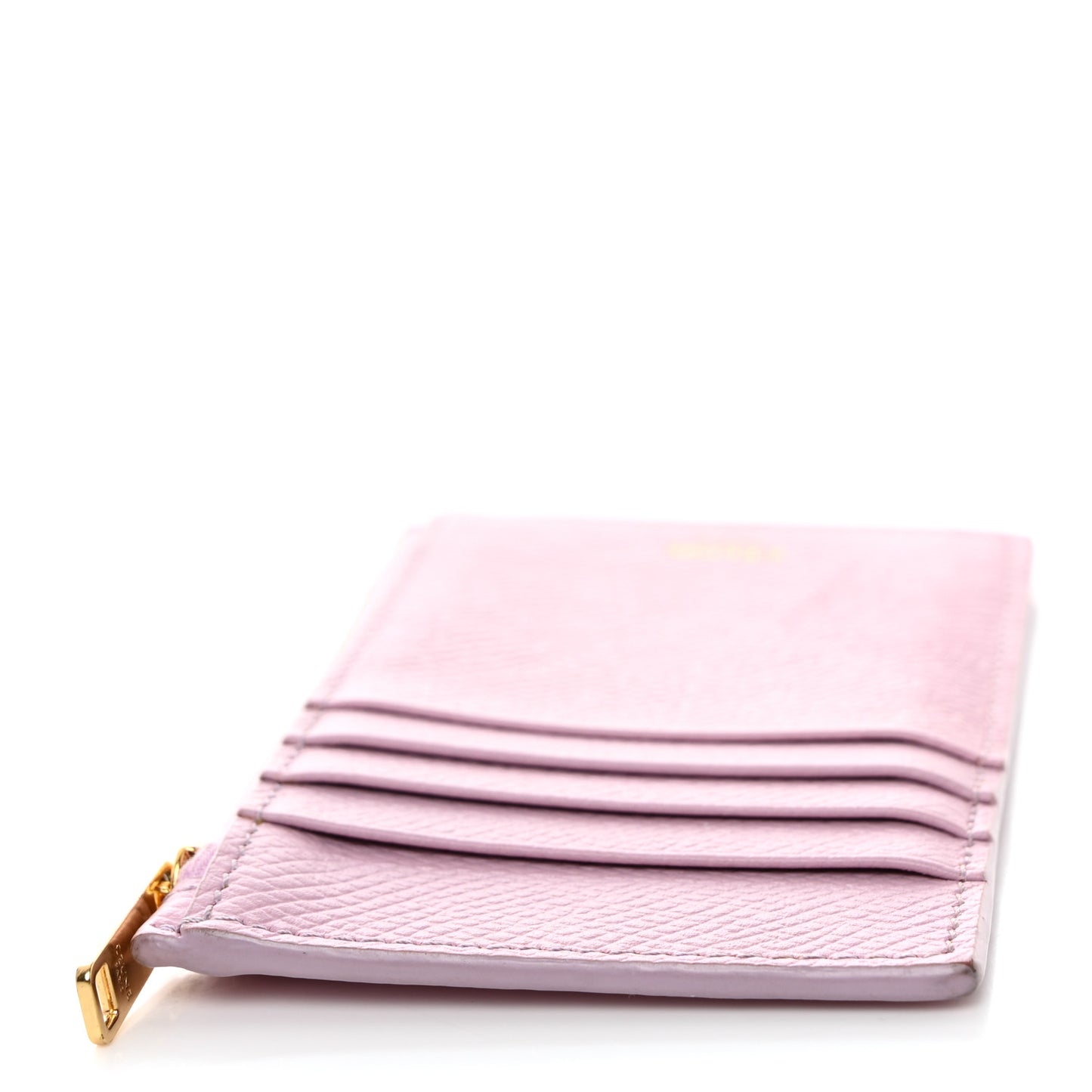 Grained Calfskin Zipped Card Holder Pink