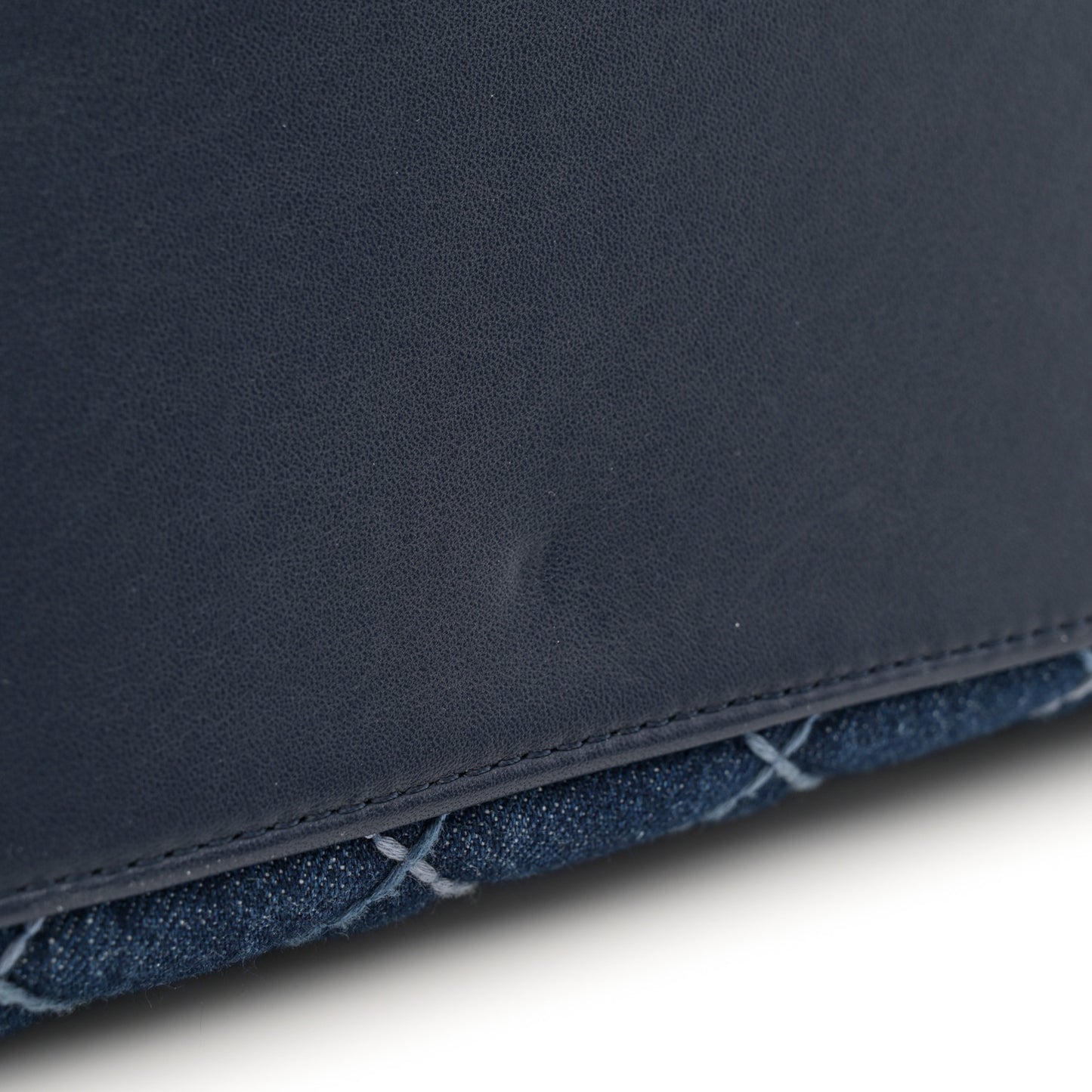 Denim Quilted Small Coco Handle Flap Blue