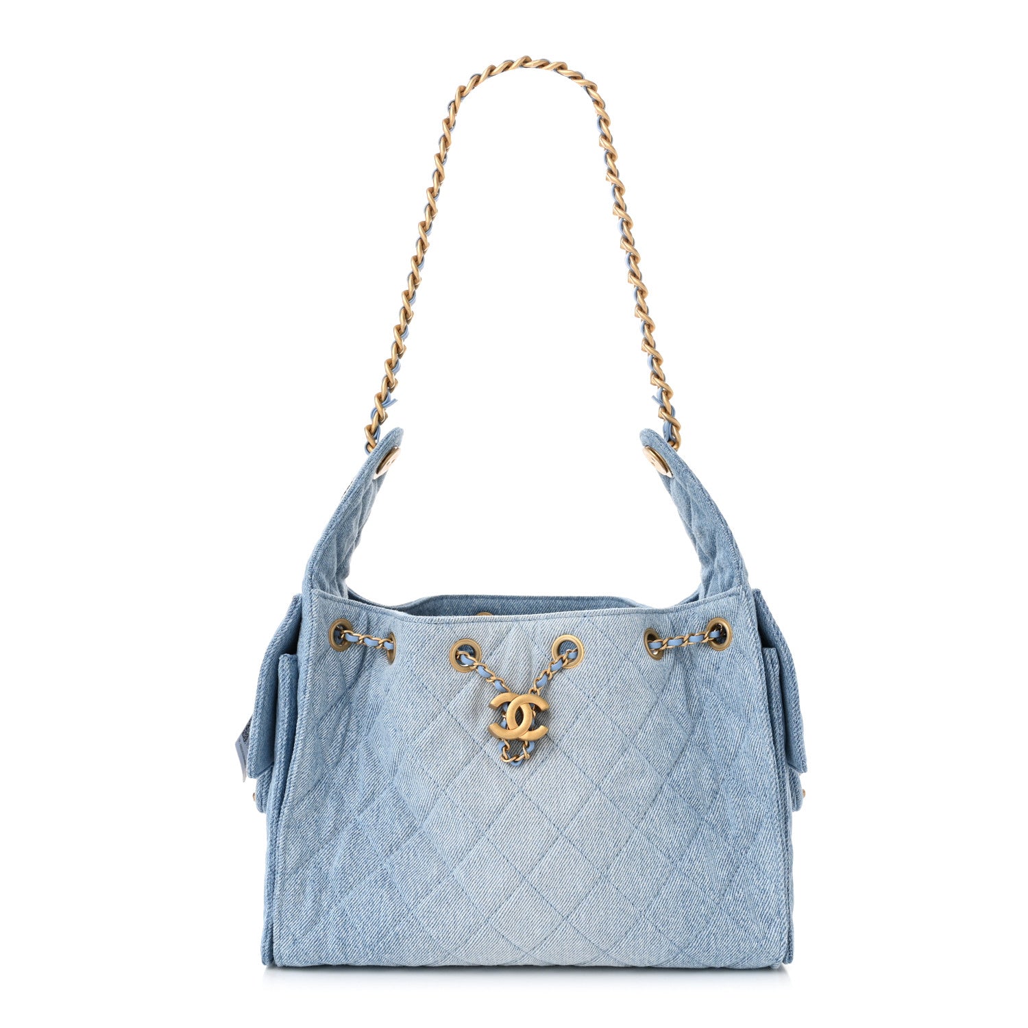 Chanel Washed Denim Quilted Small Chanel 25 Handbag Blue 1646207