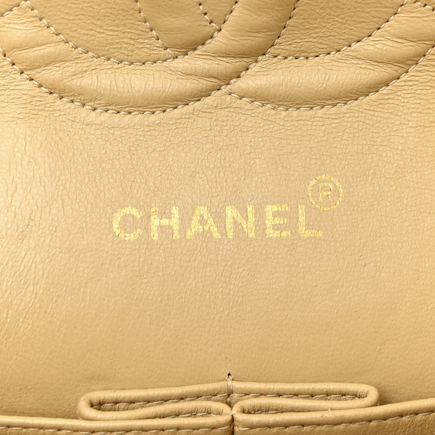 Lambskin Quilted Medium Double Flap Beige