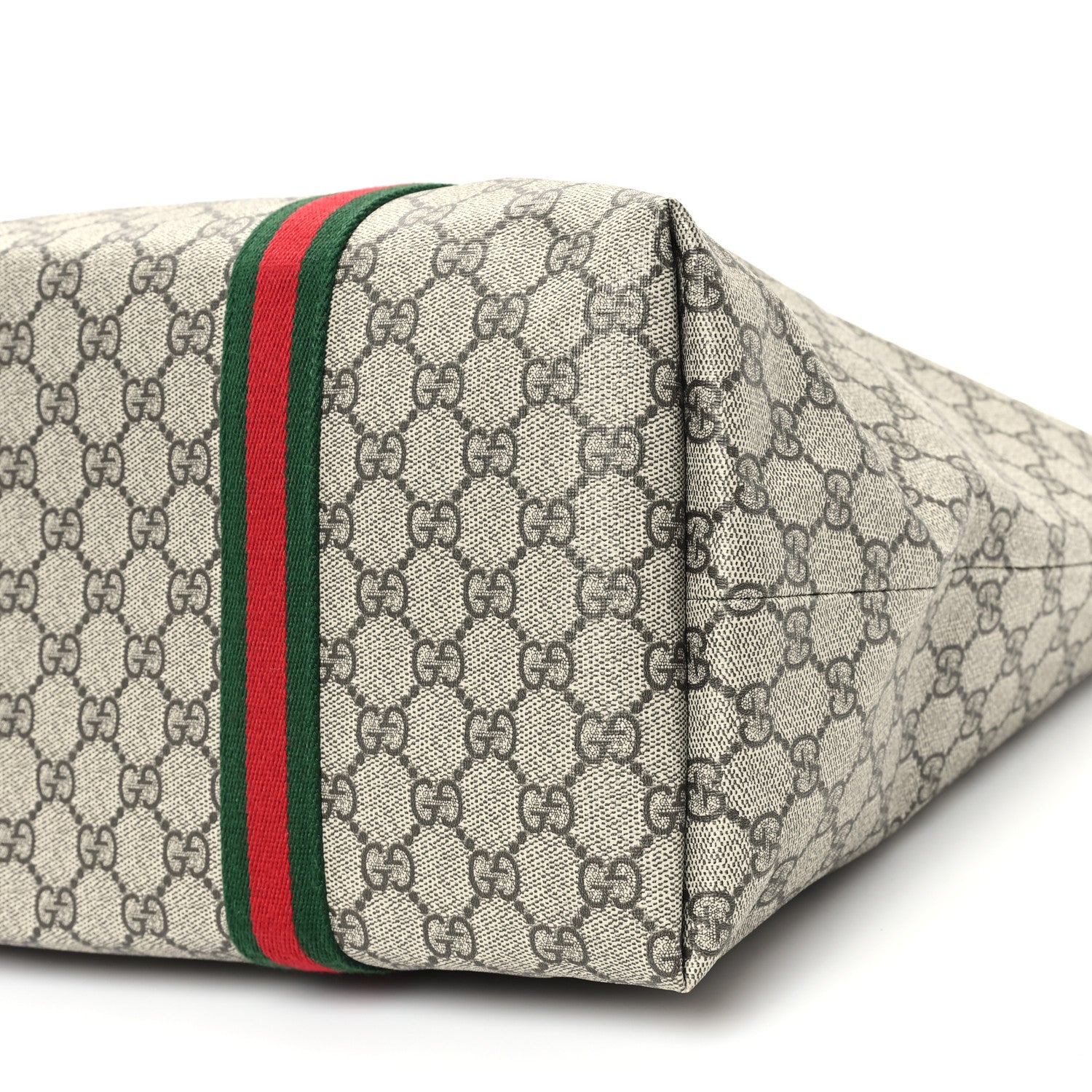 Gucci Tender GG Supreme Monogram Textured Dollar Calfskin Web Tote Beige Ebony New Acero 10 of 10