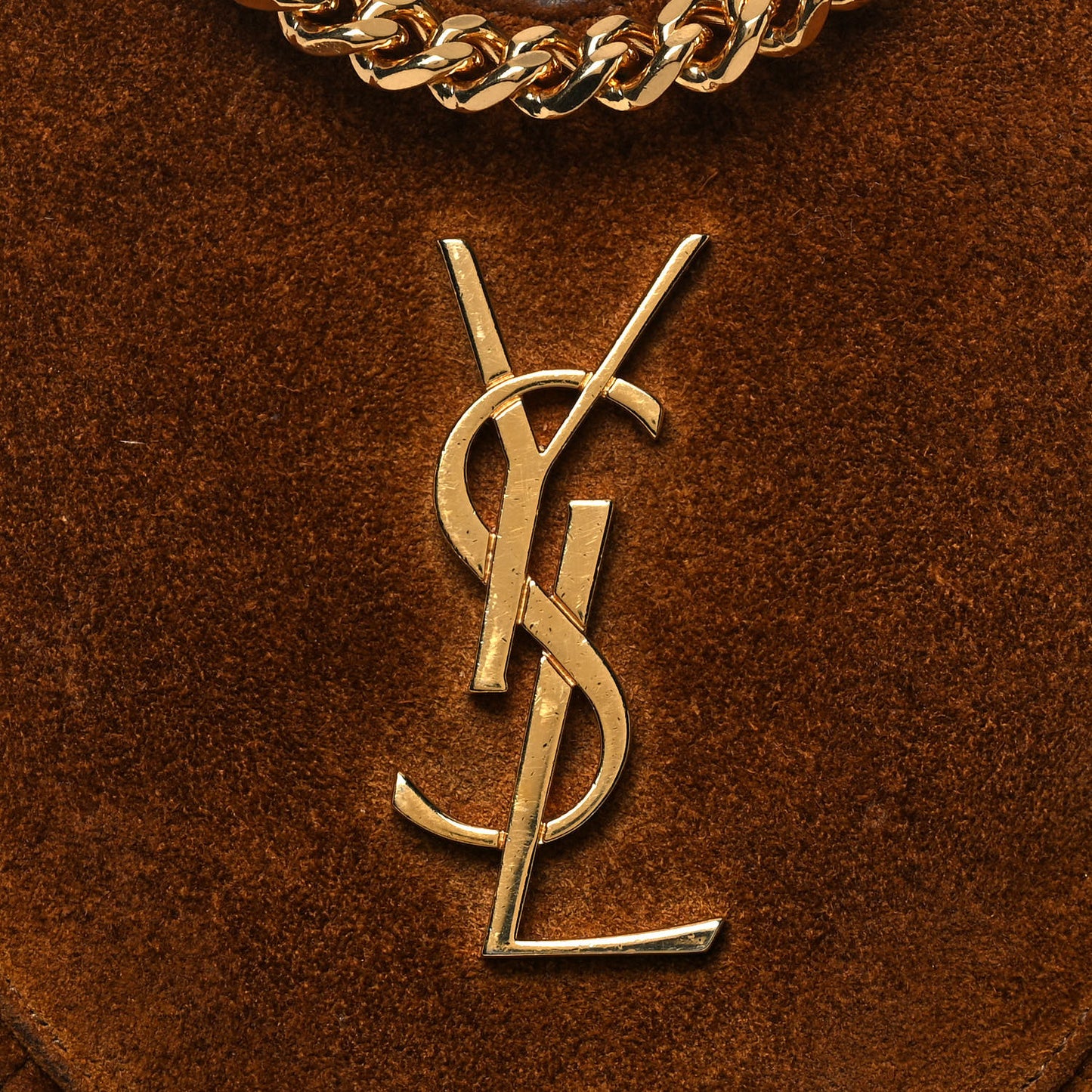 Suede Fringe Small Monogram Love Shoulder Bag Brown