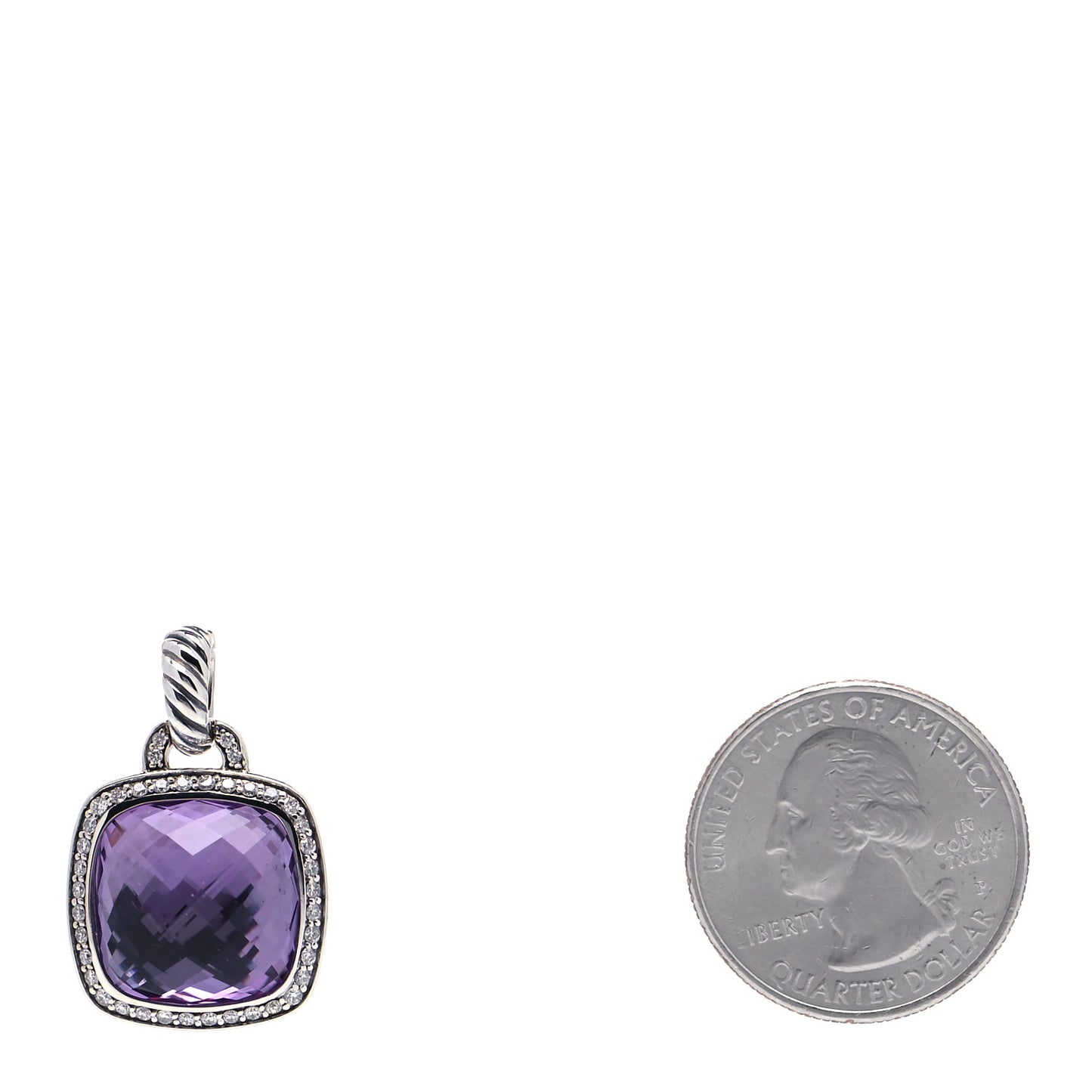 Sterling Silver Diamond Amethyst 14mm Albion Enhancer Pendant