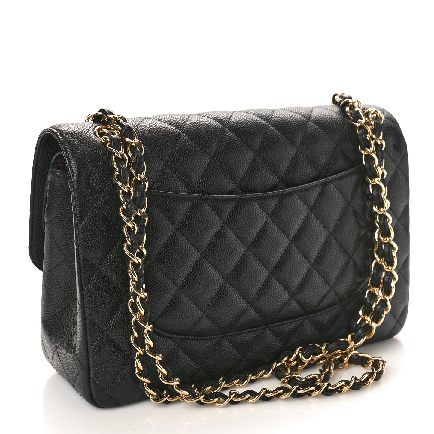 Caviar Quilted Jumbo Double Flap Black