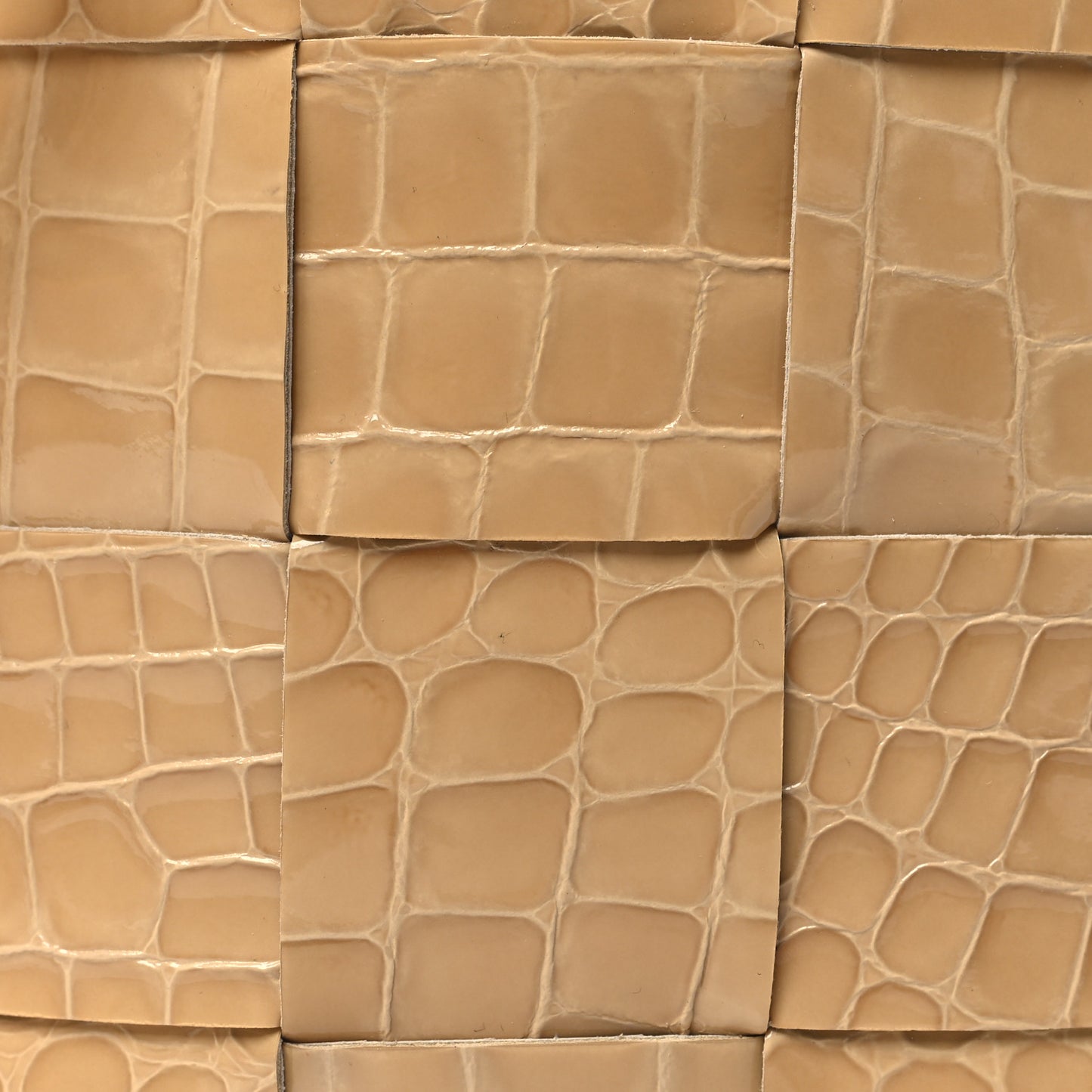 Intreccio Mini Gloss Croc Crossbody Bucket Bag Praline