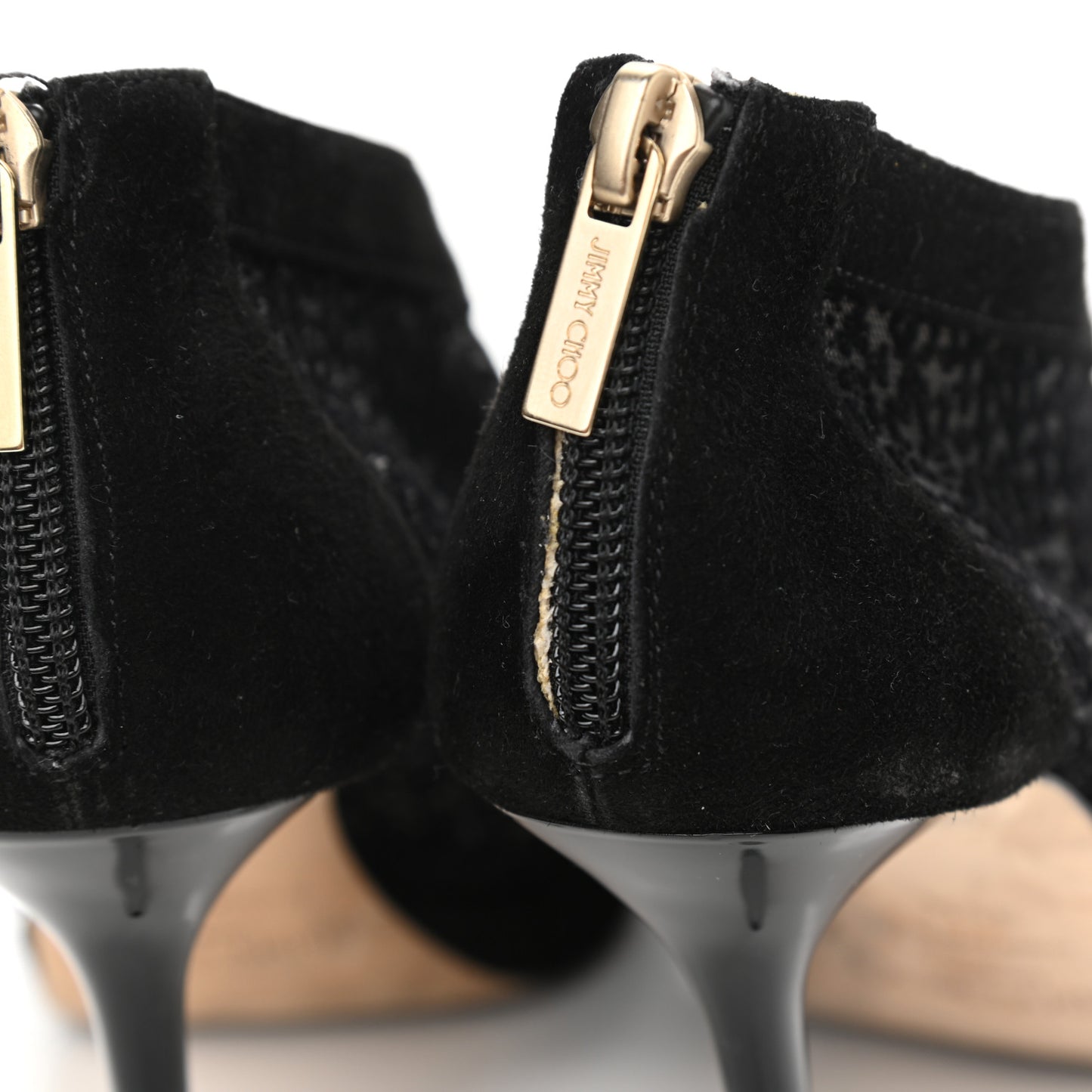 Suede Mesh Vivid Ankle Booties 35.5 Black