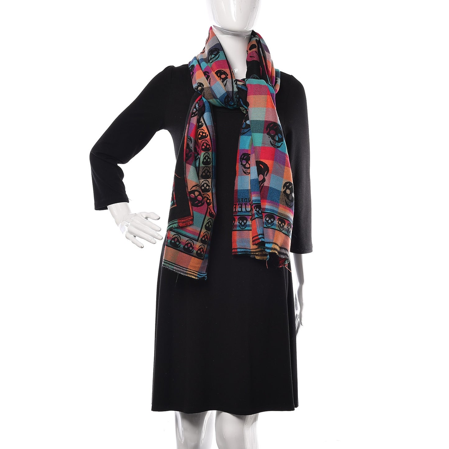 Wool Skull Scarf Black Multicolor