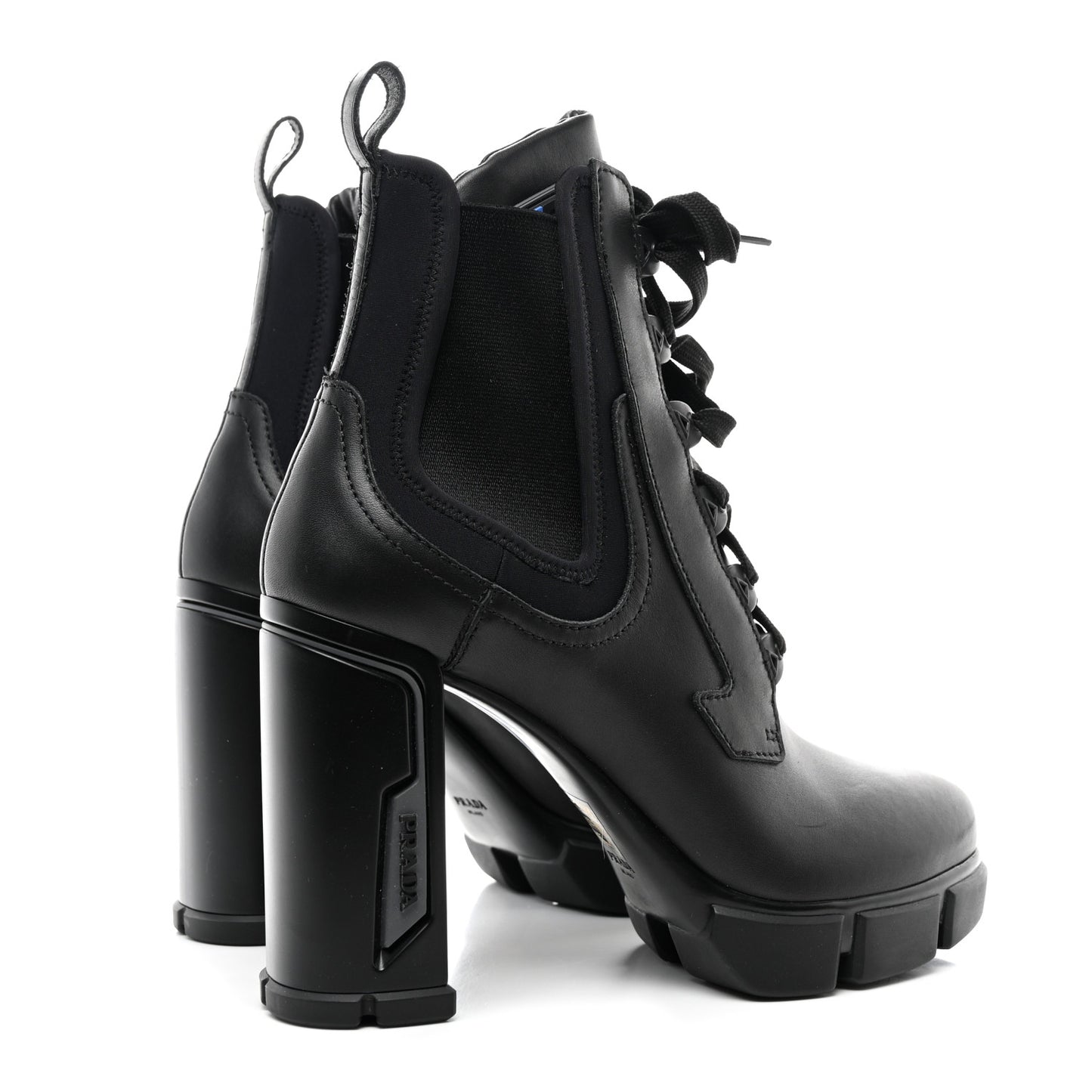 Vitello Montana Neoprene Lace Up Chelsea 110mm Ankle Boots 41 Black