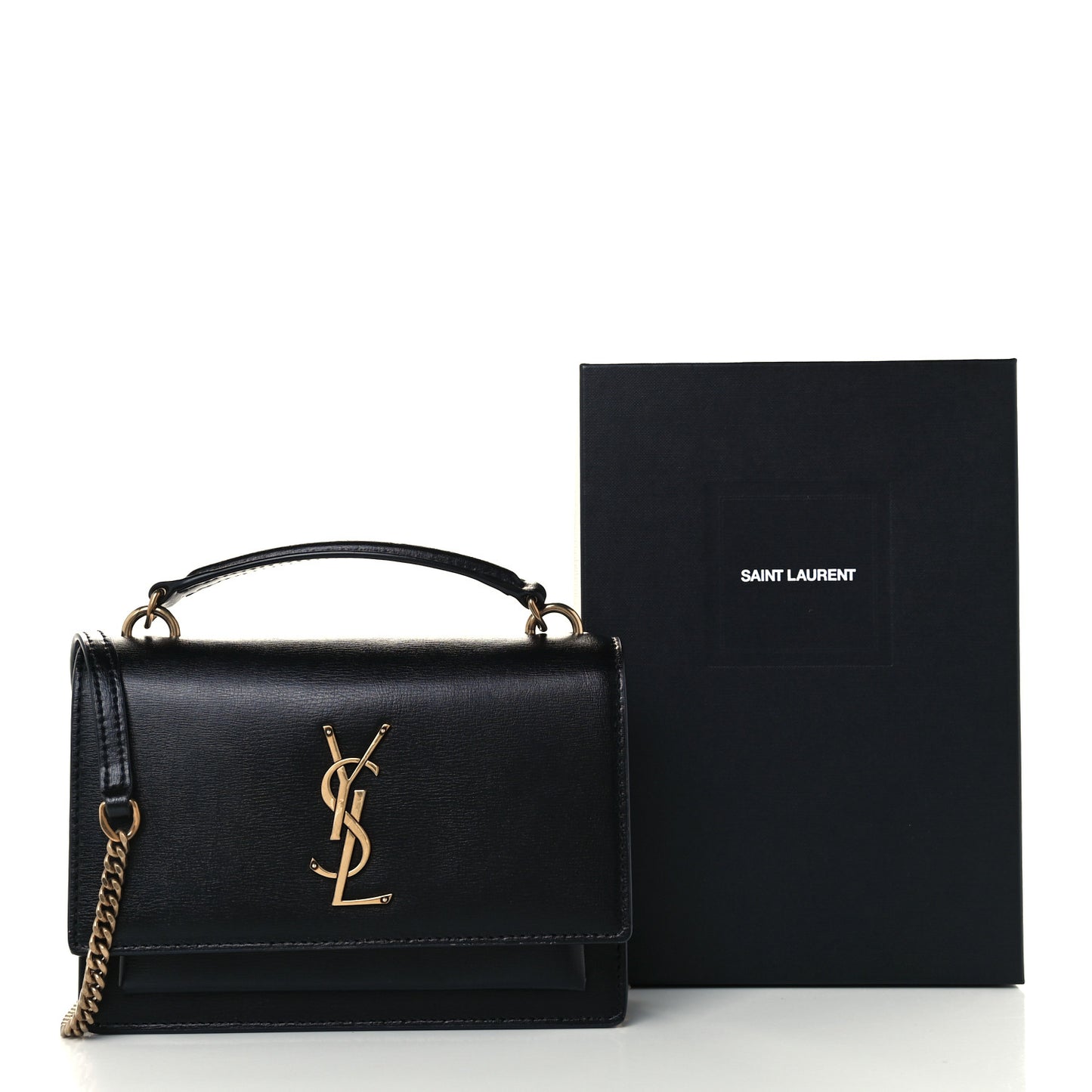 Calfskin Monogram Sunset Chain Wallet Black