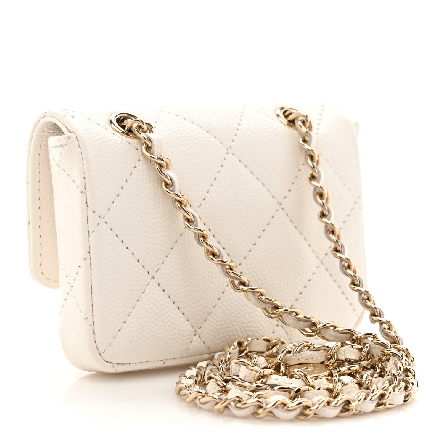 Chanel Caviar Quilted Mini Chain Belt Bag White 3 of 14