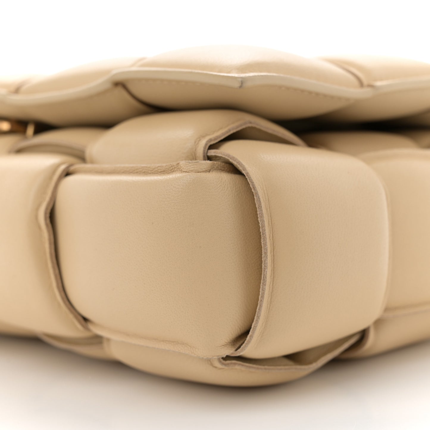 Lambskin Maxi Intreccio Padded Chain Cassette Crossbody Bag Porridge