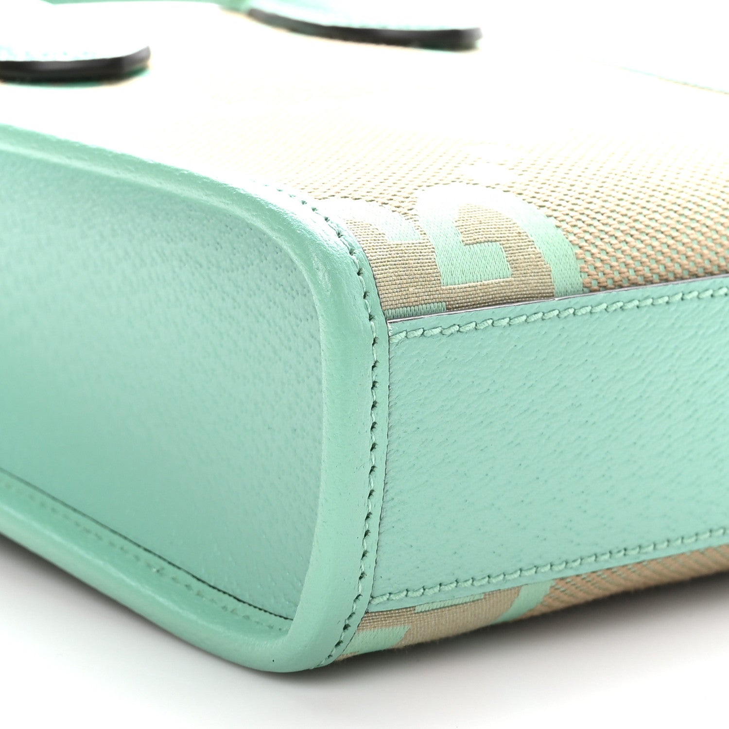 Gucci Monogram Jumbo GG Textured Dollar Calfskin Mini Tote Bag Pepperlight Mint 9 of 10