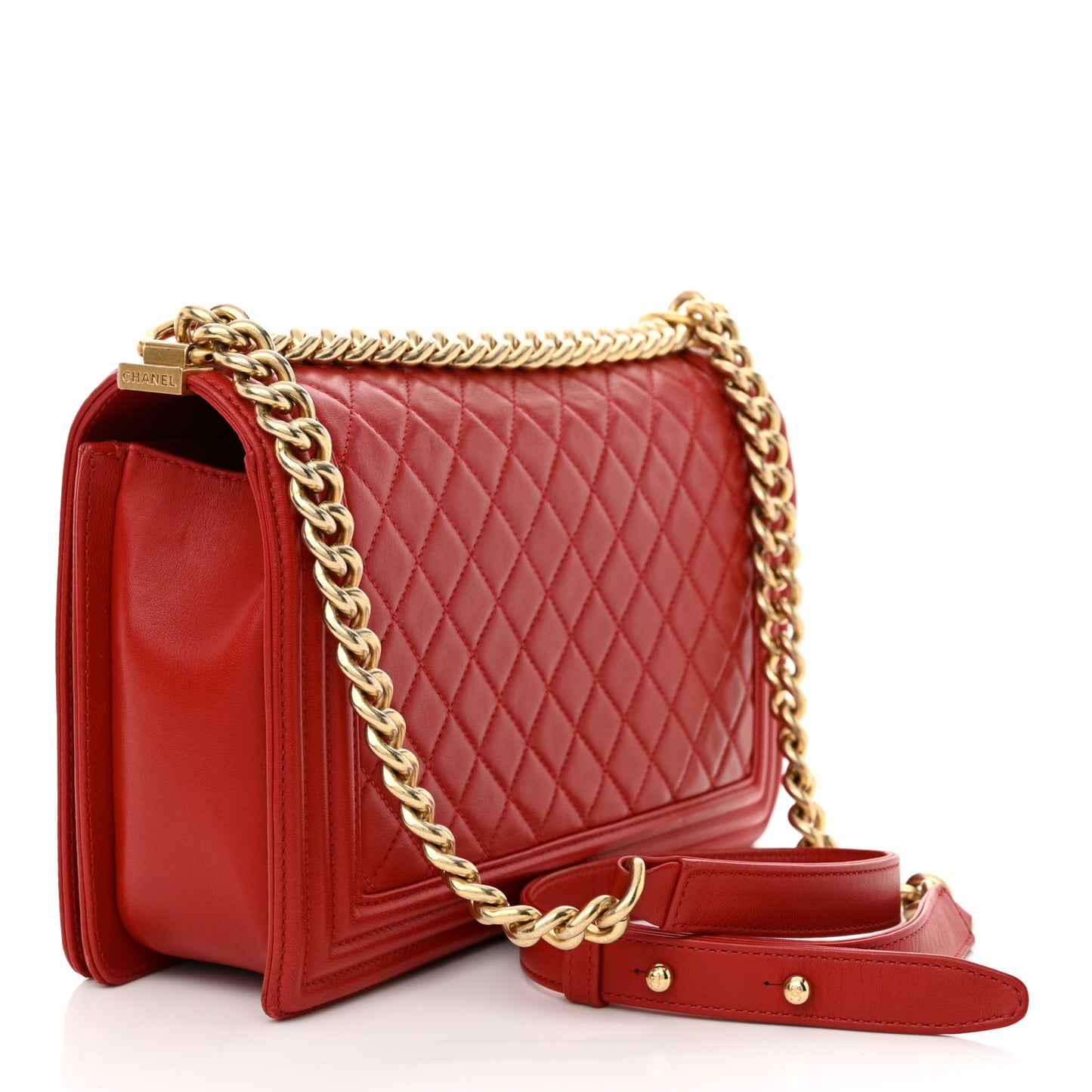 Lambskin Quilted New Medium Boy Flap Red