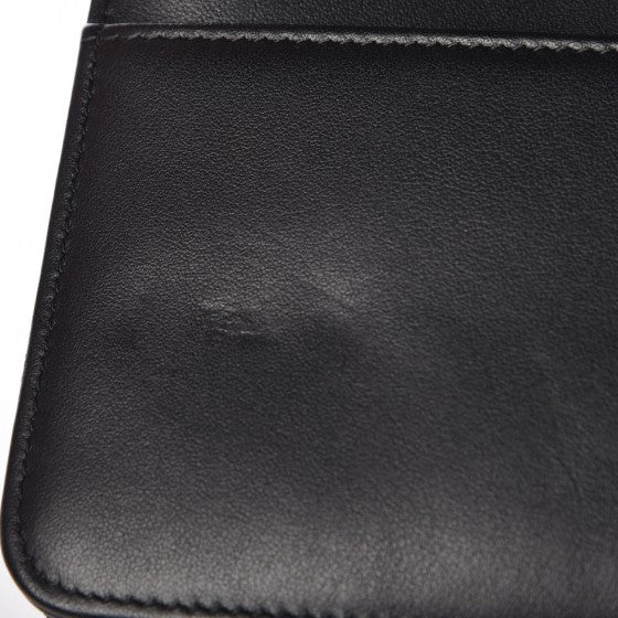 Aged Calfskin Quilted Gabrielle Wallet On Chain WOC White Black