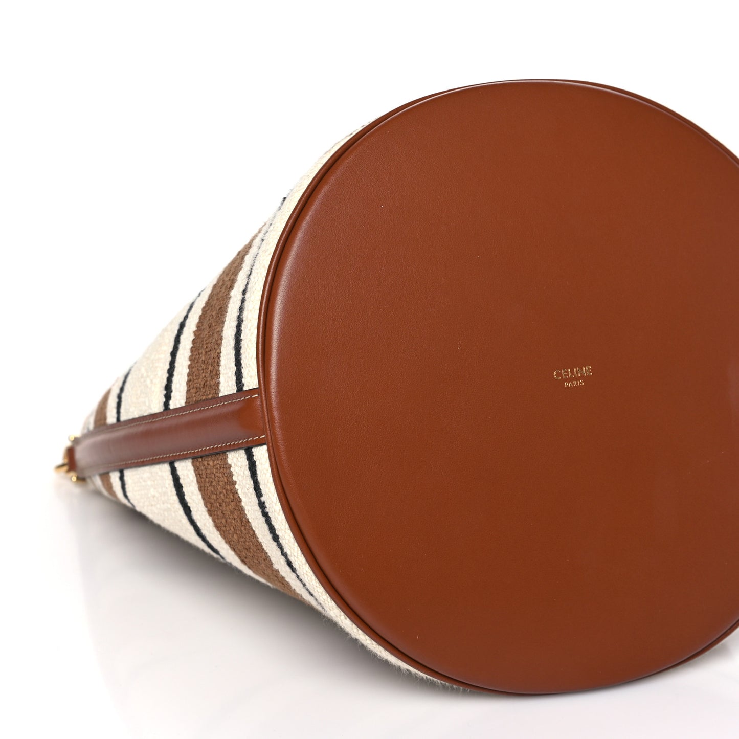 Canvas Smooth Calfskin Logo Bucket 16 Bag Brown Off White Tan