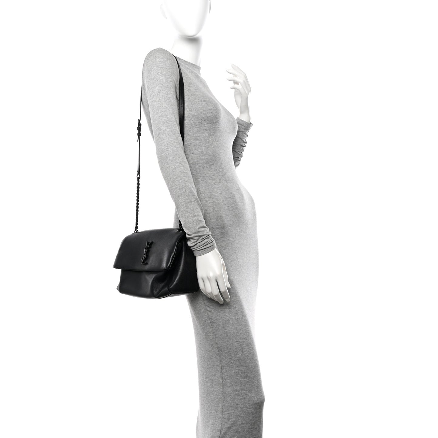 Grain De Poudre Medium West Hollywood Monogram Fold-Over Black