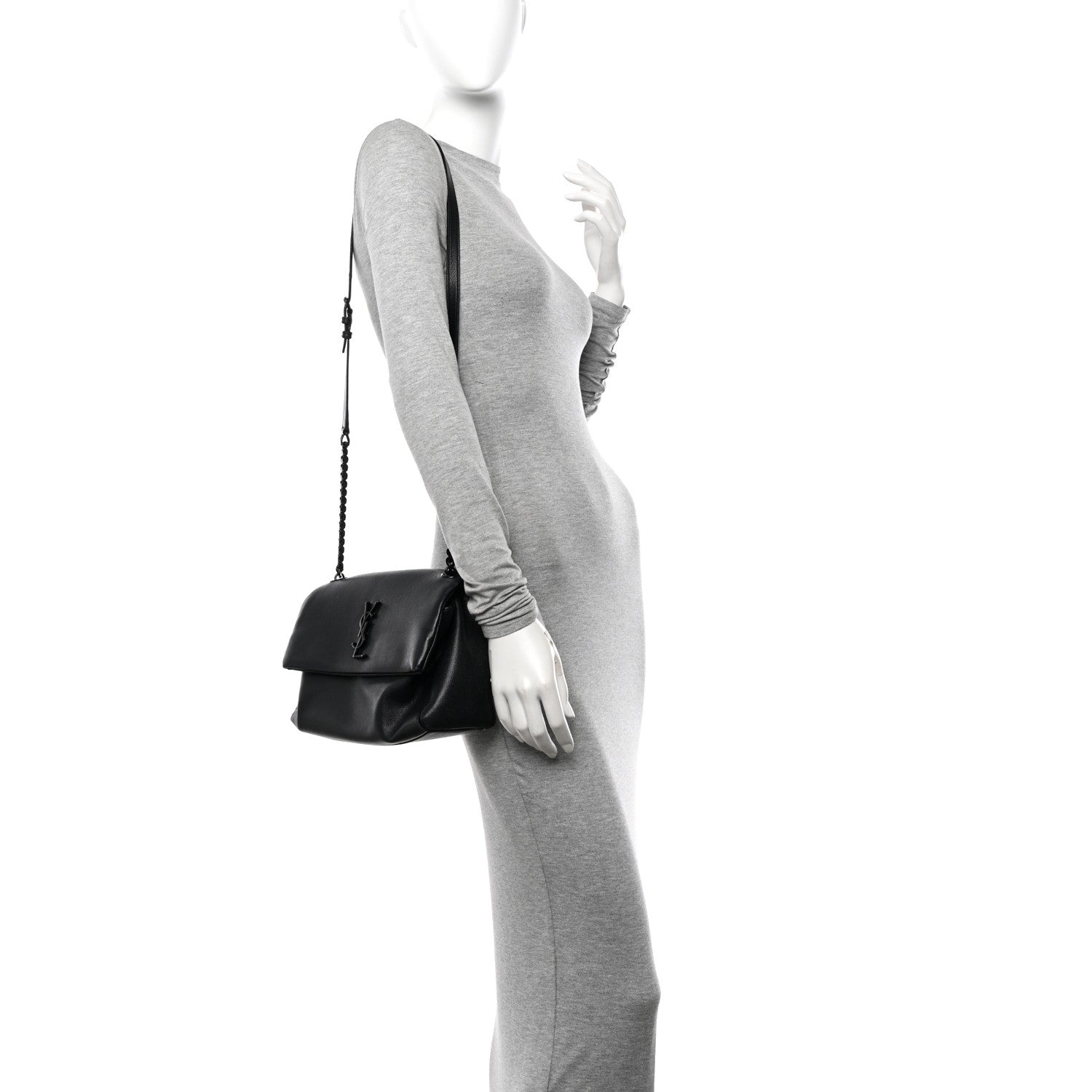 Saint Laurent Grain De Poudre Medium West Hollywood Monogram Fold-Over Black 3 of 11