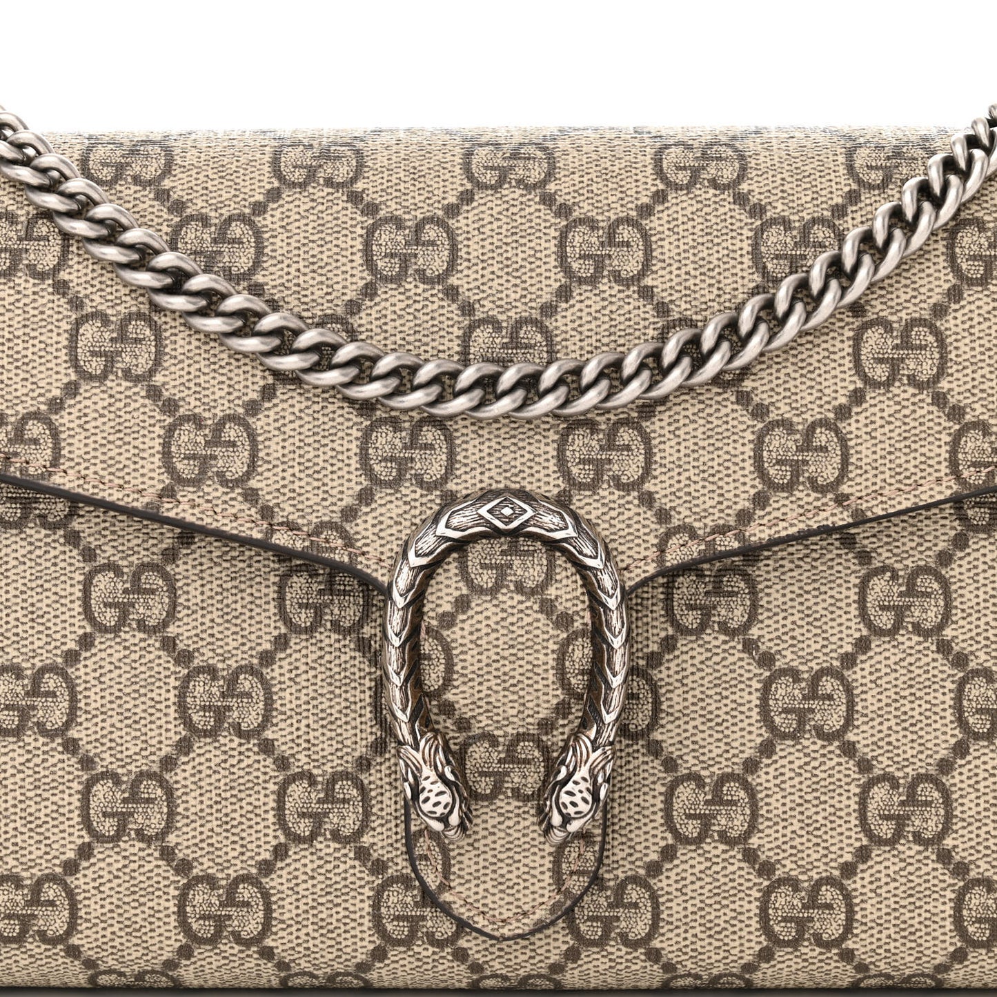 GG Supreme Monogram Mini Dionysus Chain Wallet Beige Taupe