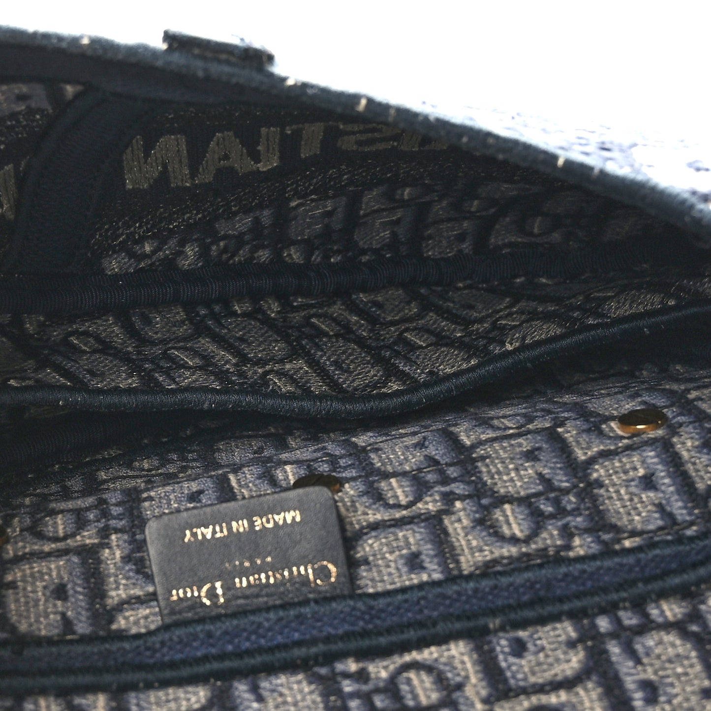 Oblique Embroidered Saddle Bag Blue