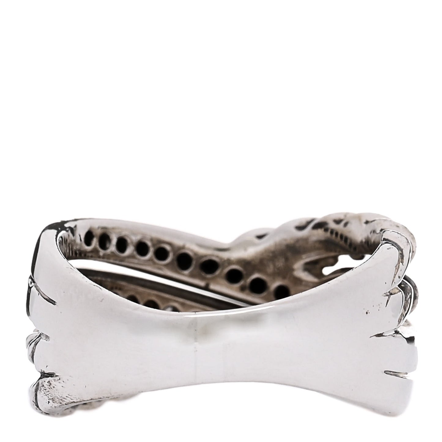 Sterling Silver Diamond Black Diamond 11mm Crossover Ring 54 6.75