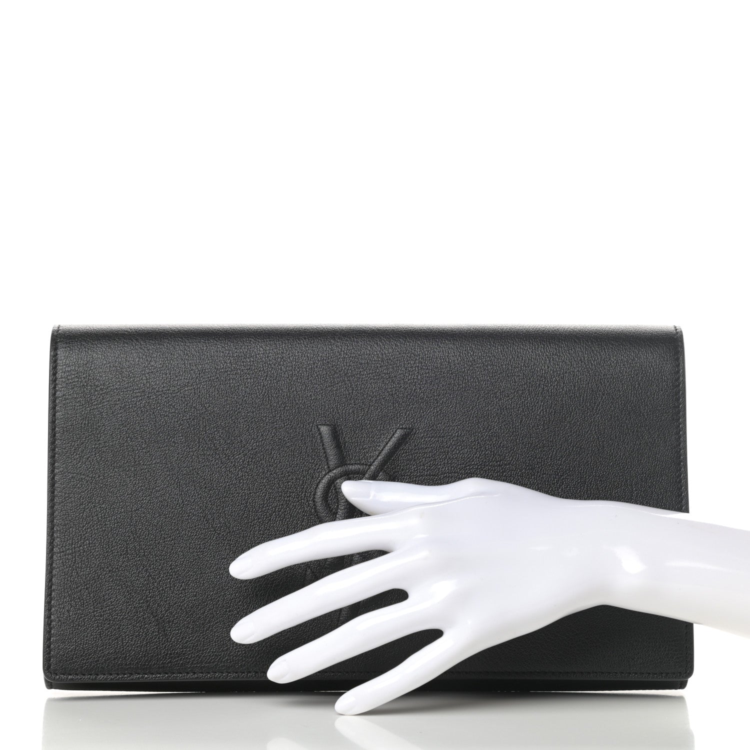 Saint Laurent Calfskin Monogram Large Belle De Jour Clutch Black 2 of 7