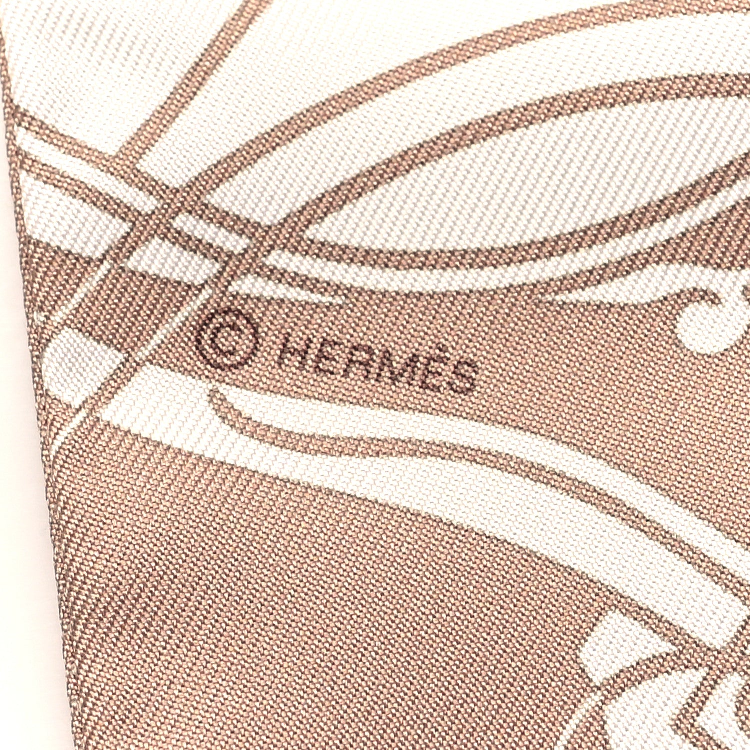 Hermes Silk Ex-Libris Twilly Beige White Caramel 4 of 4