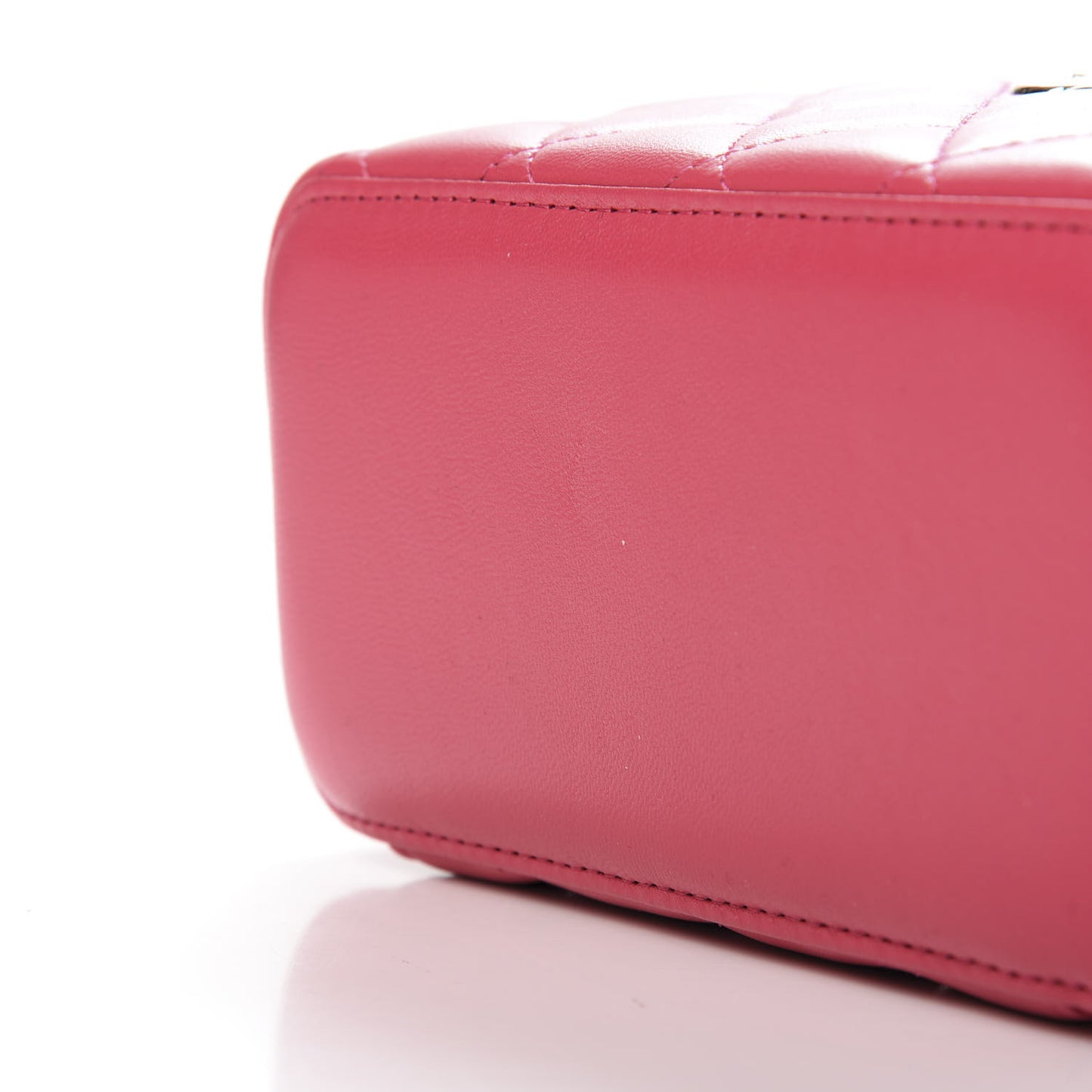 Lambskin Quilted Trendy Small Vanity Case With Chain Dark Pink