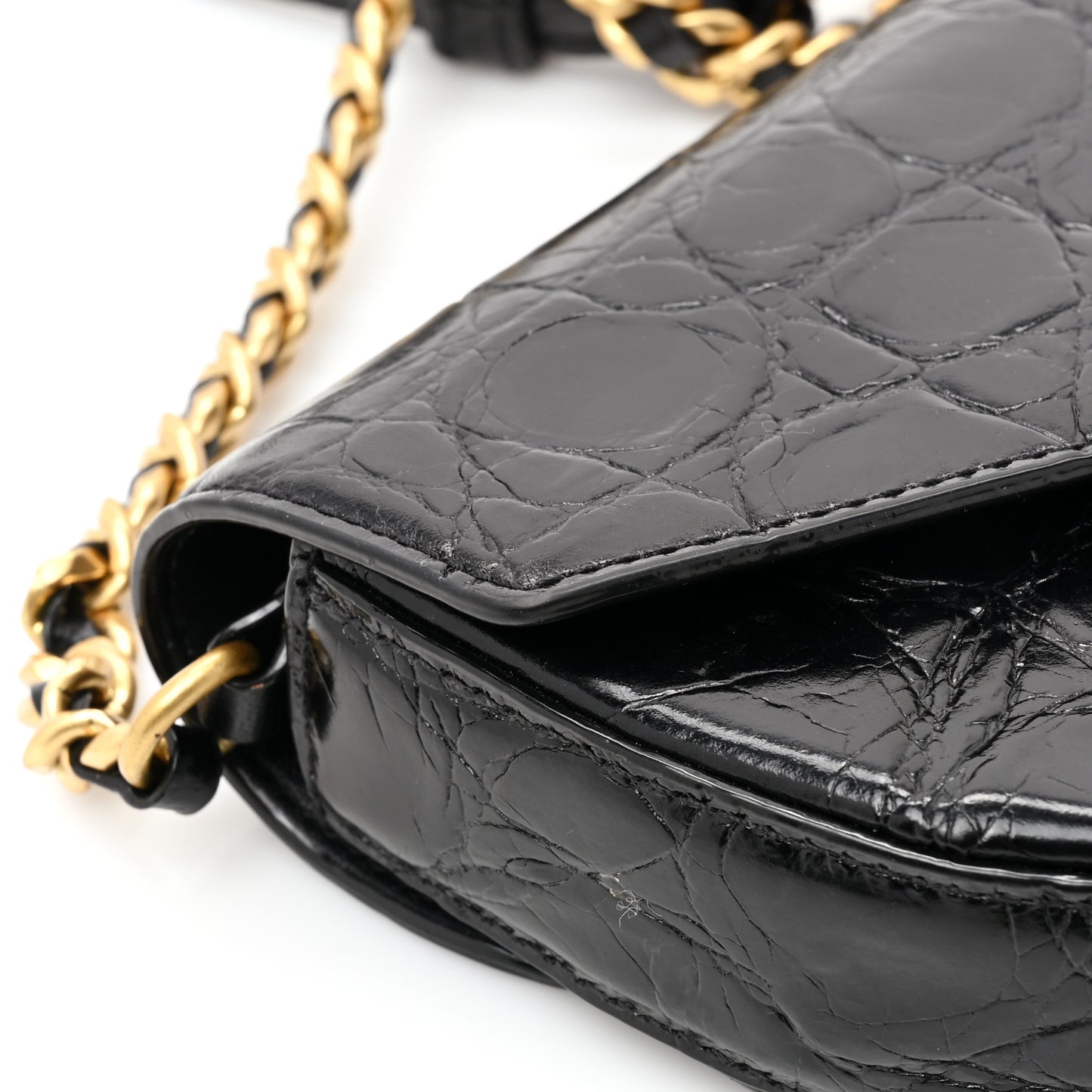 Crocodile Embossed Calfskin W Legacy Saddle Bag Black