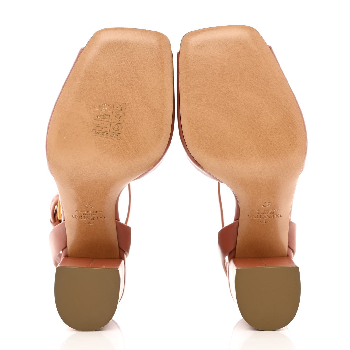 Calfskin One Stud Ankle Strap 90mm Sandals 37 Gingerbread