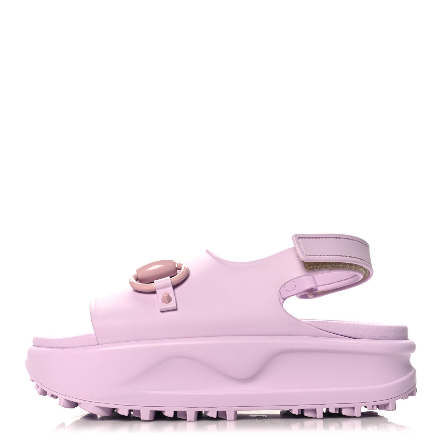 Gucci Soft Rubber Horsebit Touch Womens Strapped Sandals 36 Talc