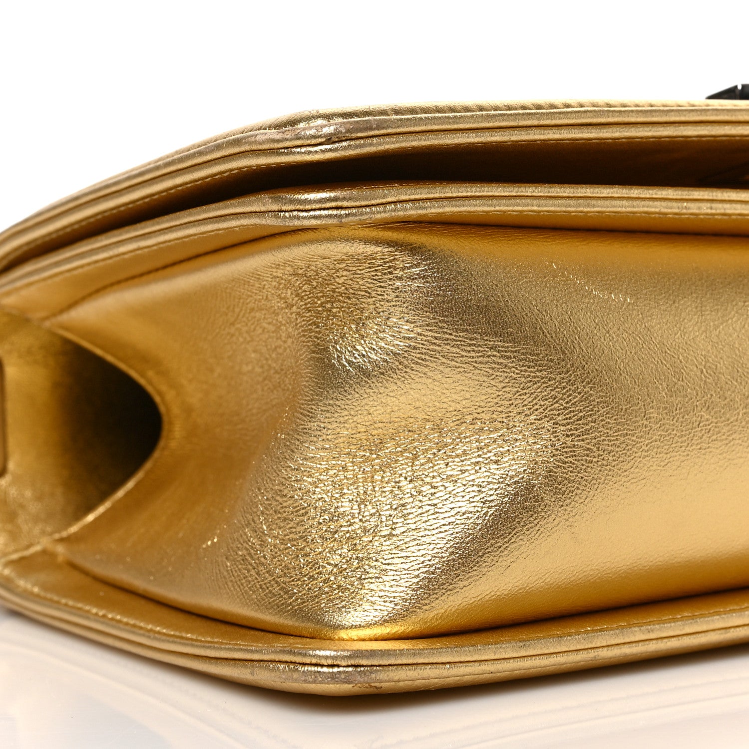 Chanel Metallic Lambskin Embossed Medium Cube Boy Flap Gold 17 of 19